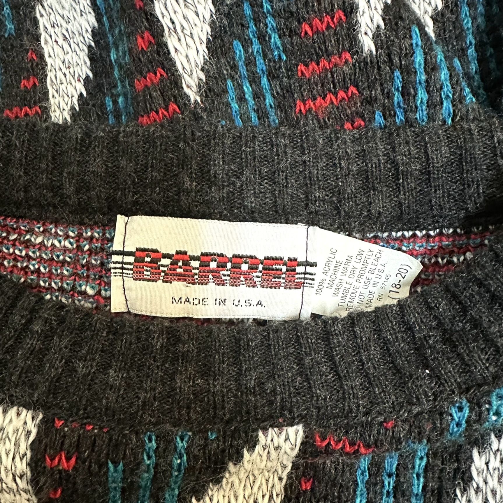 Vintage VINTAGE Barrel Retro Geometric Knit Sweater Unisex Size L/XL Made in USA Size US L / EU 52-54 / 3 - 4 Thumbnail