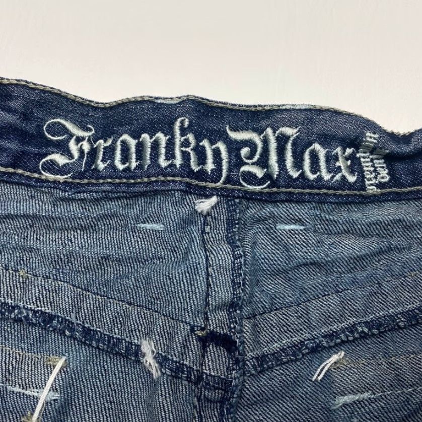 Vintage NWT Franky Max Jeans Mens 38x32 Blue Boot Cut Relaxed Fit Distressed Embroidered Jeans Size US 38 / EU 54 - 7 Thumbnail
