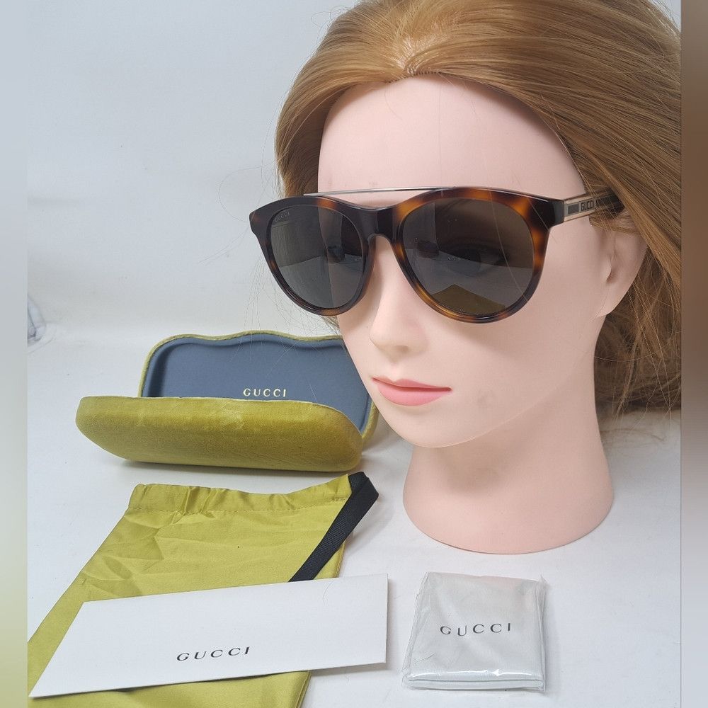Gucci NWT Gucci Women's Sunglasses Round Havana Silver Crystal GG Size ONE SIZE - 1 Thumbnail