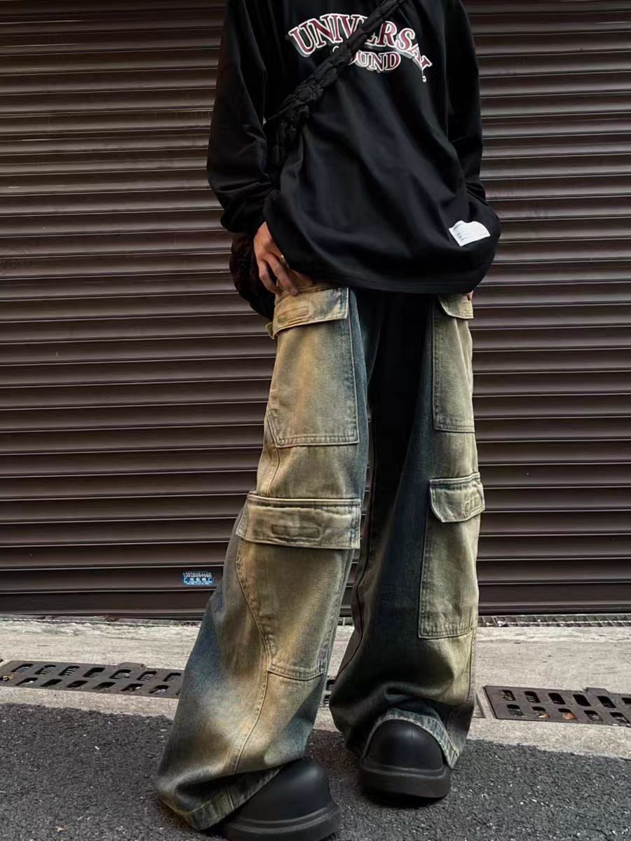 Japanese Brand × Jean Vintage micro flare baggy work jeans Size US 34 / EU 50 - 1 Thumbnail