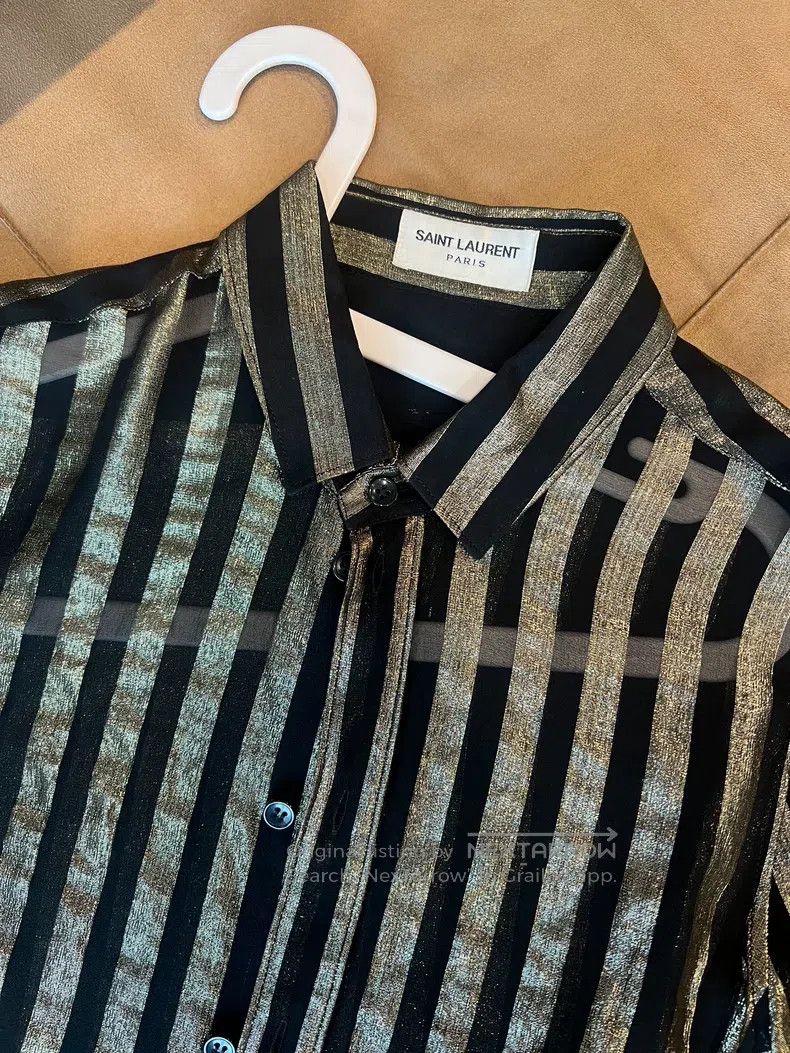 Saint Laurent Paris Saint Laurent Paris size 38 Black and Gold Mulberry Silk S Size M / US 6-8 / IT 42-44 - 4 Thumbnail