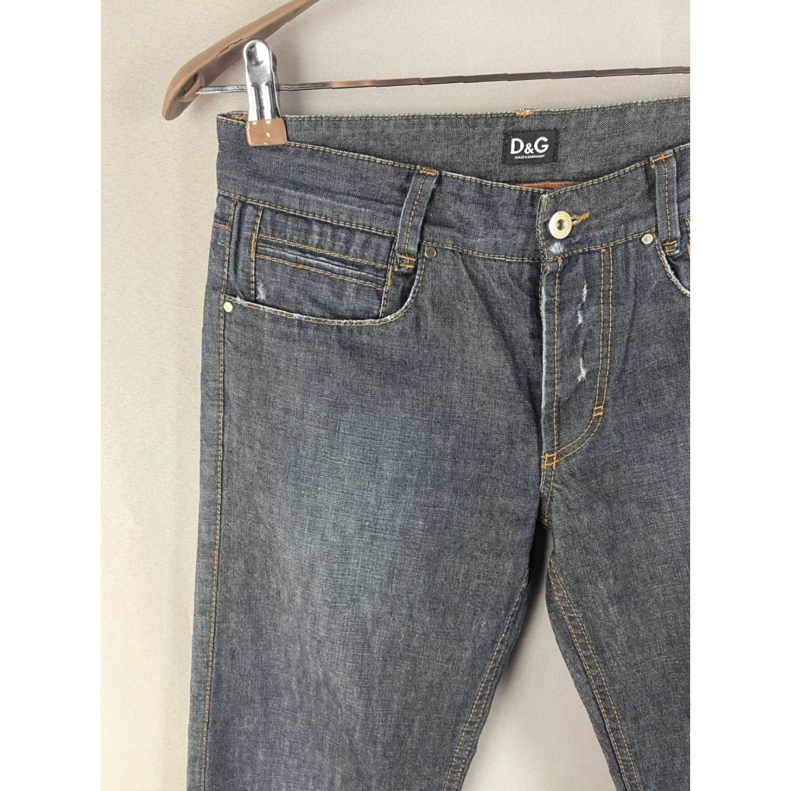 Dolce & Gabbana Dolce&Gabbana Mens Denim Jeans Size M Blue Denim Cotton Straight Leg Jeans Regular Rise 5-Pocket Size US 31 - 4 Thumbnail