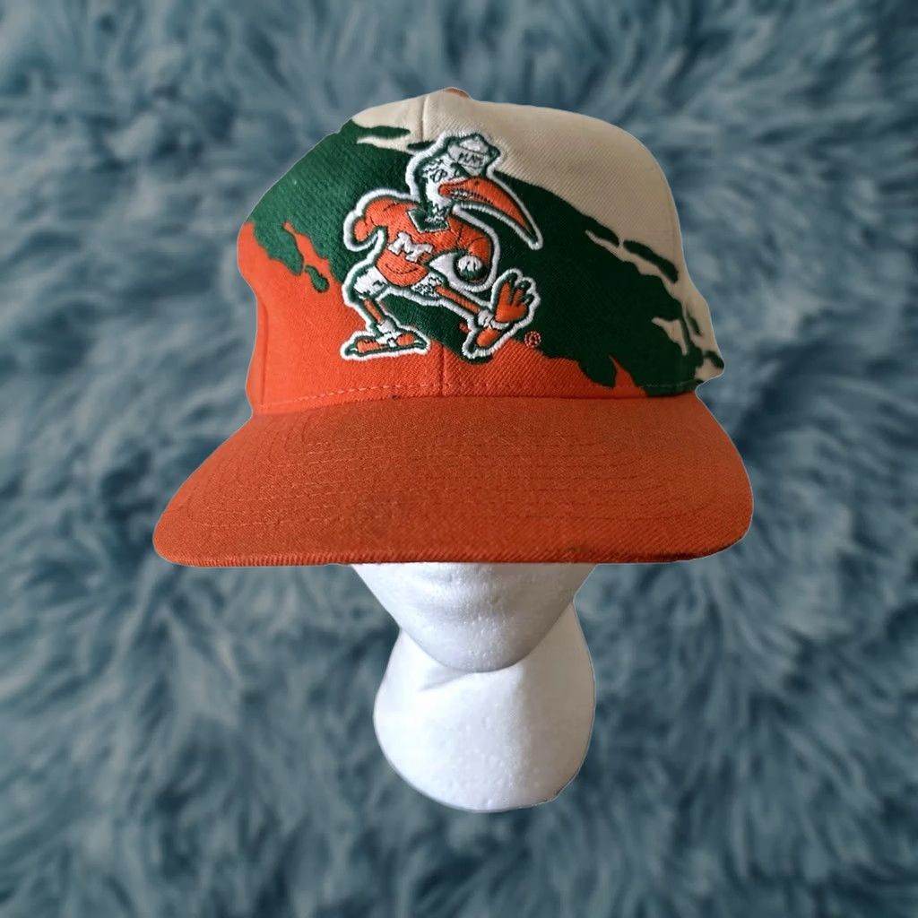 Mitchell & Ness Mitchell & Ness Hat Snapback Miami Hurricanes Ibis Logo Paint Brush Splash RARE Green One Size Men Mens Snapback Hat Size ONE SIZE - 1 Thumbnail