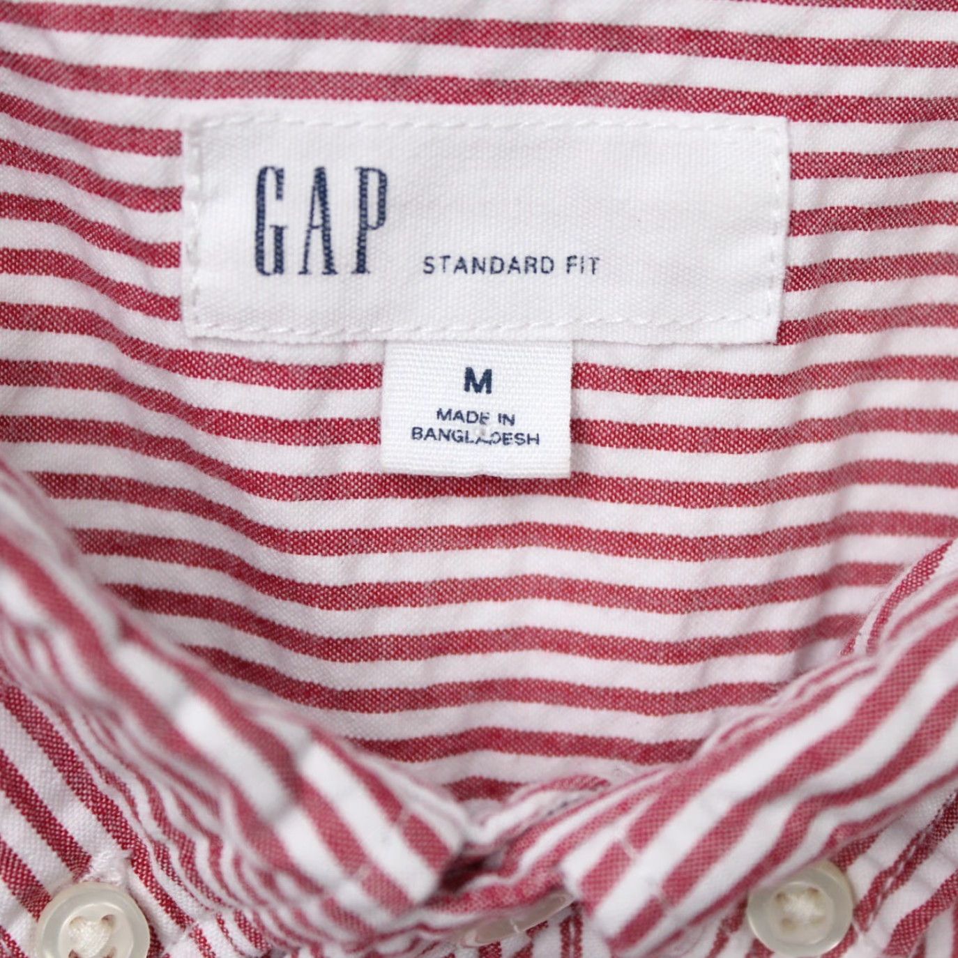 Gap GAP Shirt Mens Medium Red/White Striped Seersucker 100% Cotton Short Sleeve Size US M / EU 48-50 / 2 - 5 Thumbnail