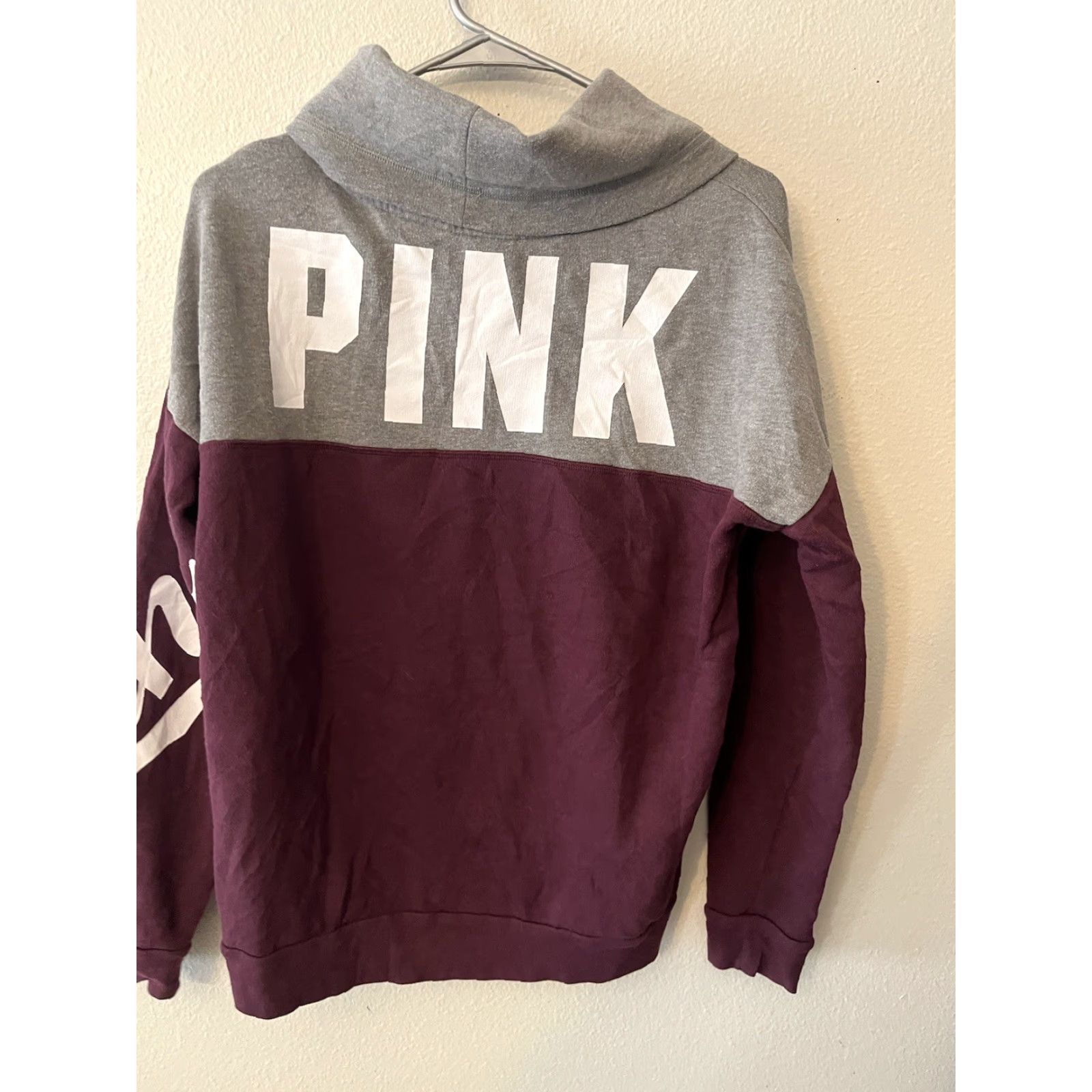 Victoria's Secret Victoria's Secret PINK Hoodie Womens Maroon Heather Cowl Neck Pullover Size S Long Sleeve Logo Size S / US 4 / IT 40 - 3 Thumbnail