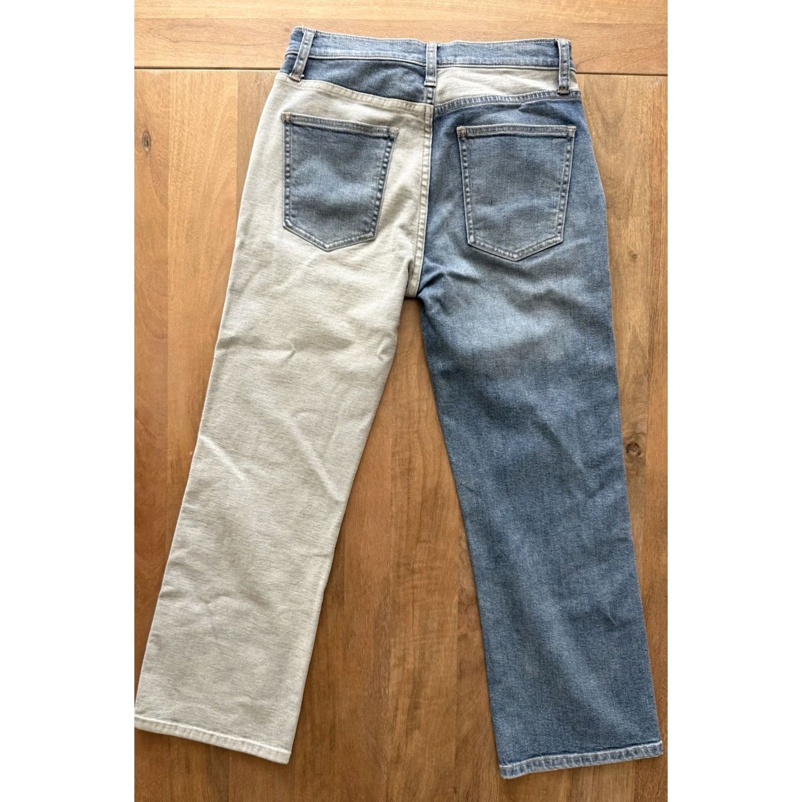 Vintage Current/Elliott Jeans Vanessa Two Tone Denim Womens 25 Mid Rise Blue 5-Pocket Regular Straight 27x24 Beige? Size 42" / US 20 - 2 Thumbnail