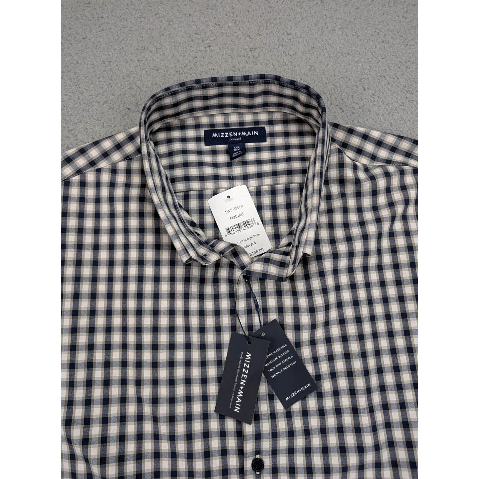 Mizzen+Main Mizzen+Main Leeward Shirt Mens 2XL Trim Fit Blue Plaid Dress Shirt Size 48R - 3 Thumbnail