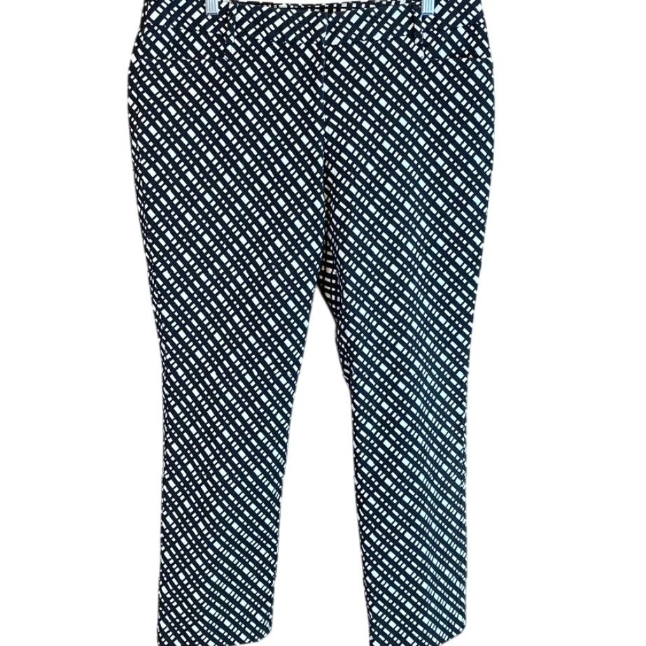 Express Express Pants Geometric Black White High Rise 12R Mid Regular Stretch Pockets Business Workwear 12 Womens Size 34" / US 12 / IT 48 - 2 Thumbnail