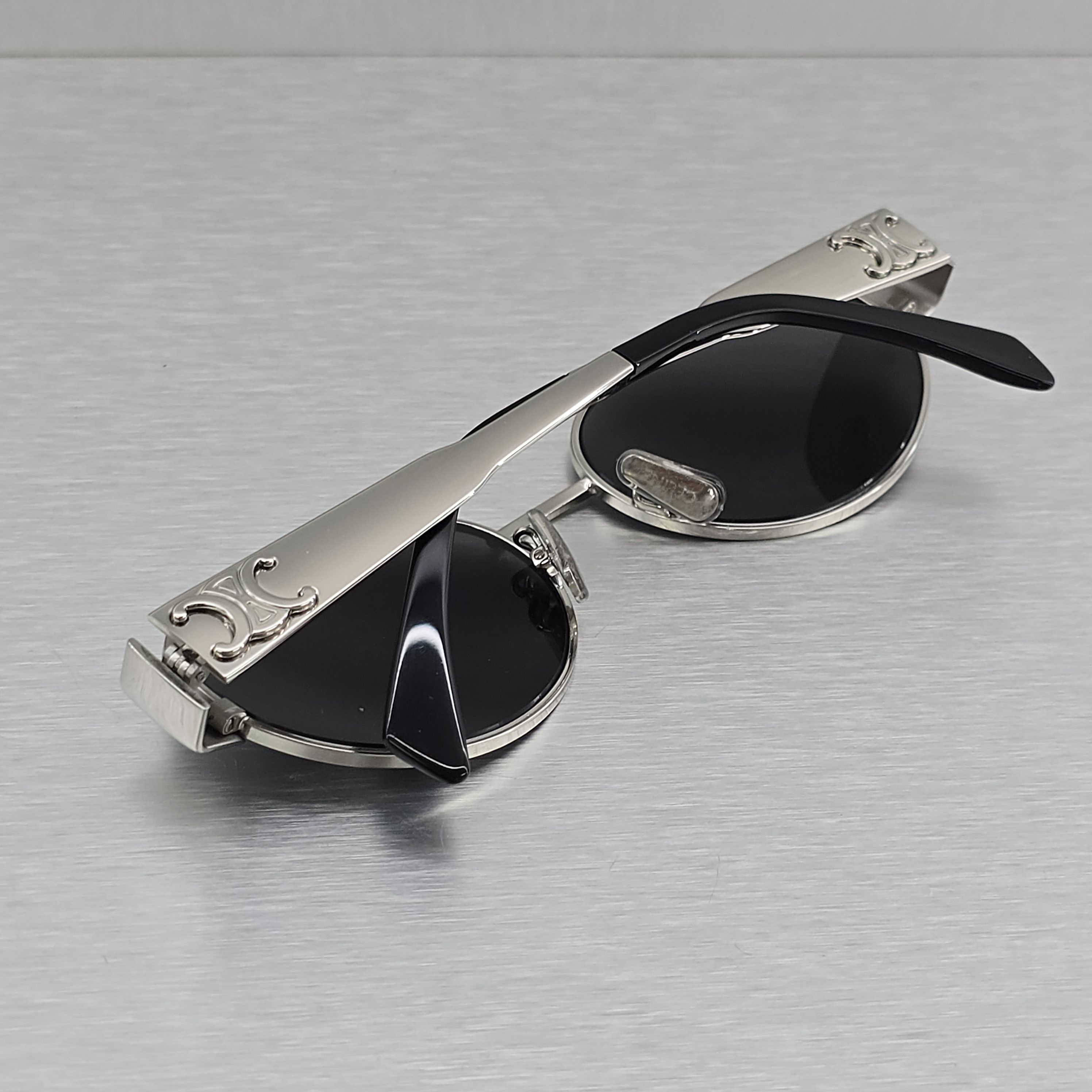 CELINE Triomphe Metal 01 Sunglasses In Metal SILVER