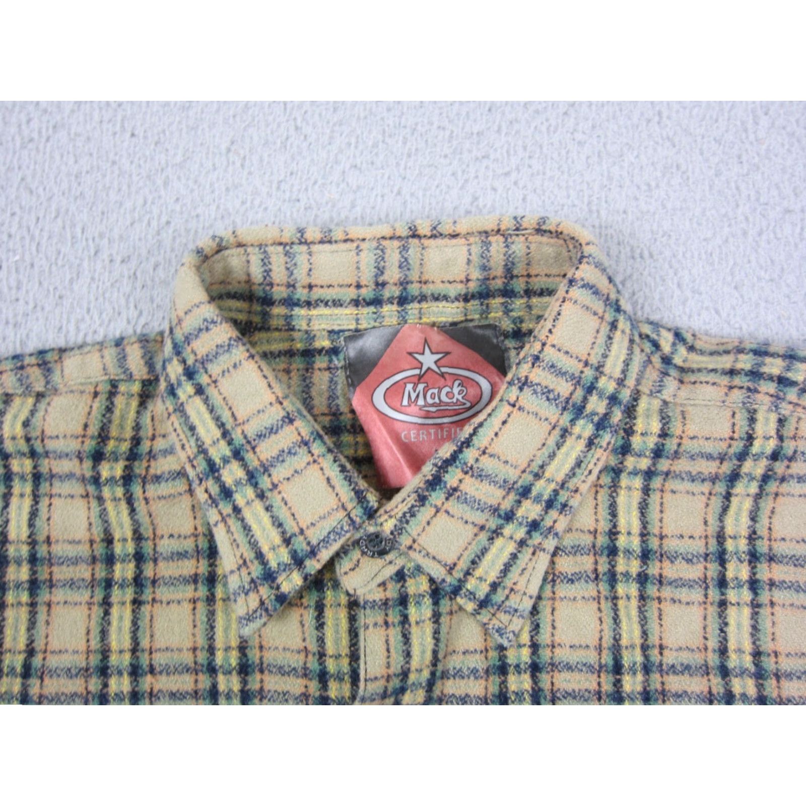 Vintage Mack Shirt Button-Up Plaid Flannel Beige Brown 90s Vintage Adult Medium Mens Shirt Size US M / EU 48-50 / 2 - 3 Thumbnail