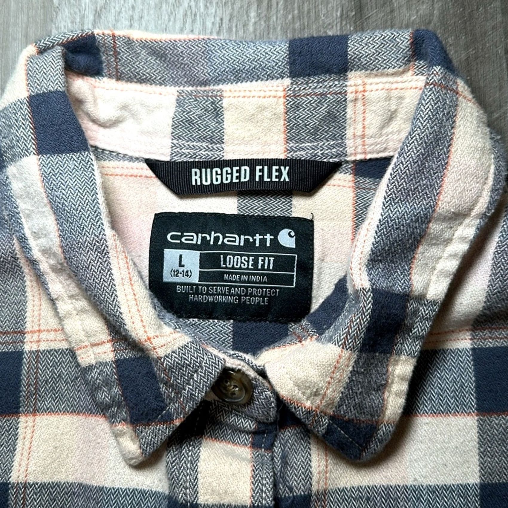 Carhartt Carhartt Button-Up Shirt Women Large Blue Plaid Long Sleeve Rugged Flex Loose Flannel Casual 90s Style Size L / US 10 / IT 46 - 5 Thumbnail
