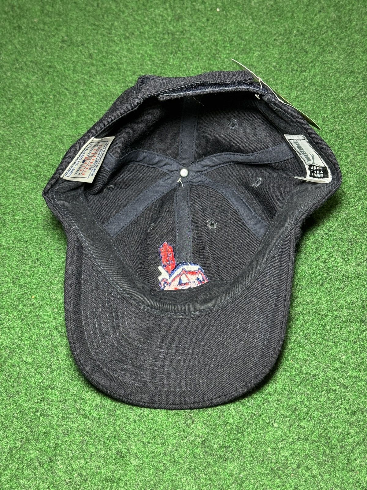 Puma Vtg 90s Cleveland Indians Logo Athletic Wool Strapback Hat Size ONE SIZE - 4 Thumbnail