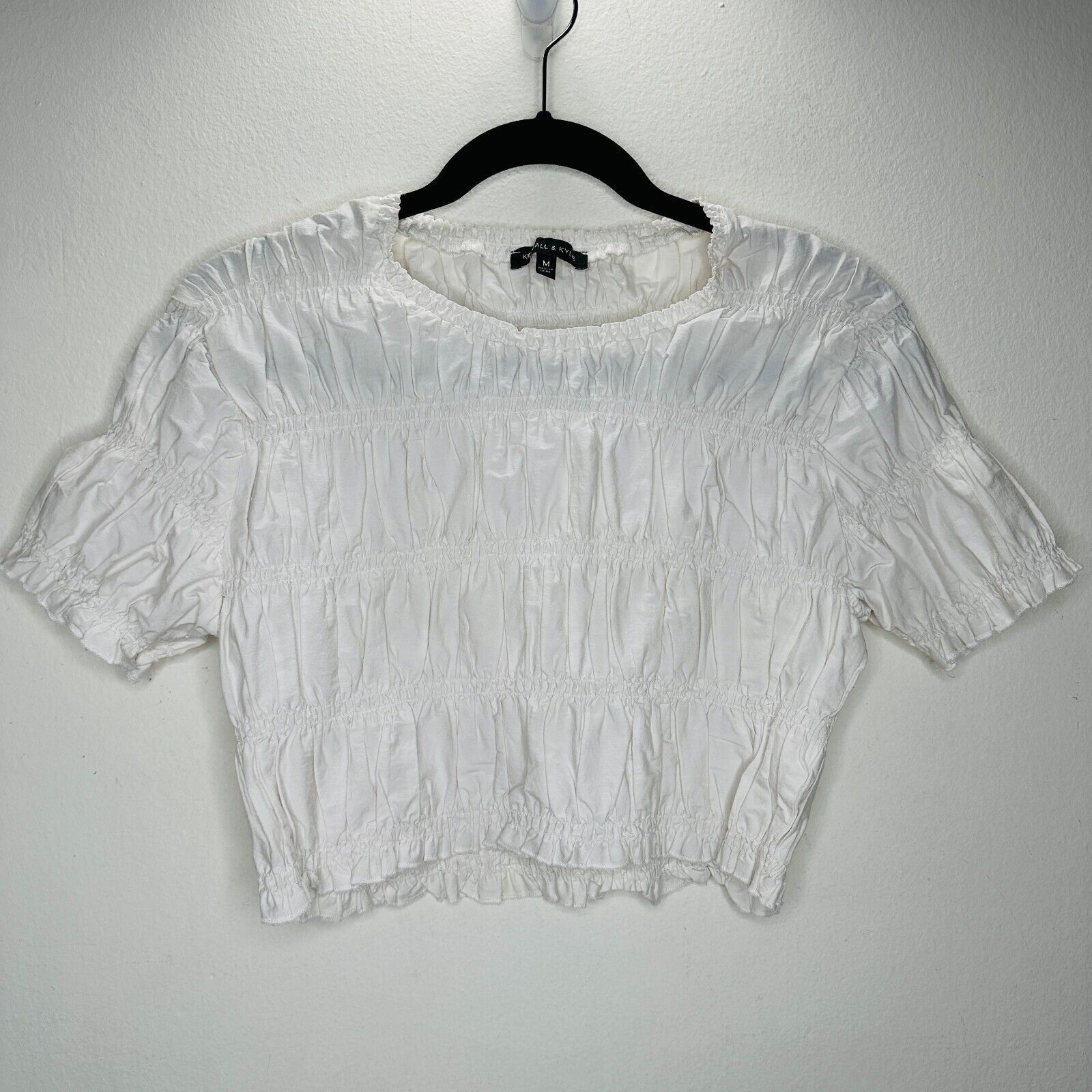 Other Kendal & Kylie White Ruched Short Sleeve Round Neck Crop Top Size M / US 6-8 / IT 42-44 - 1 Thumbnail
