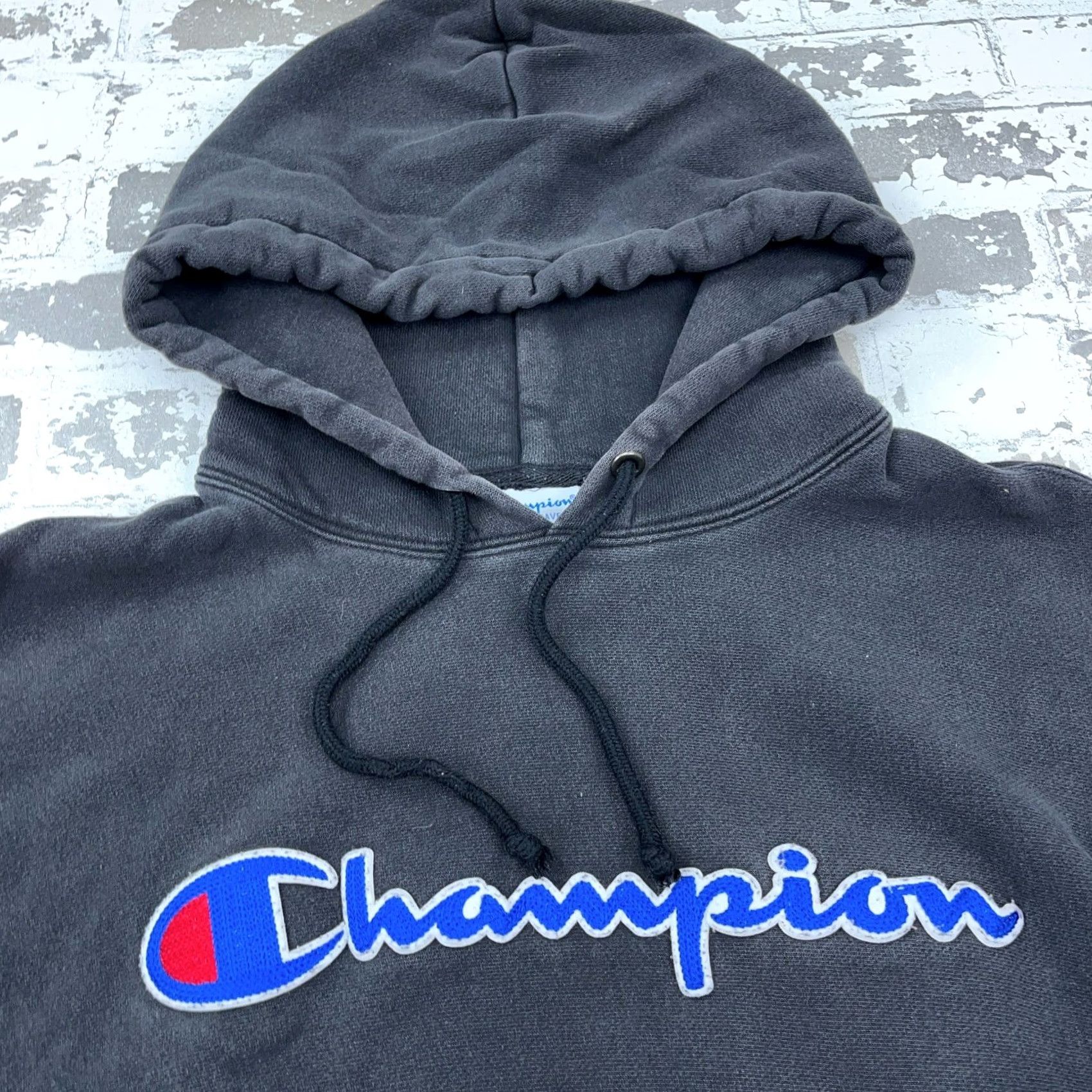 Champion Champion Reverse Weave Hoodie Men M Black Faded Retro Graphic Logo Pockets All Seasons Pullover Sweatshirt Size US M / EU 48-50 / 2 - 3 Thumbnail