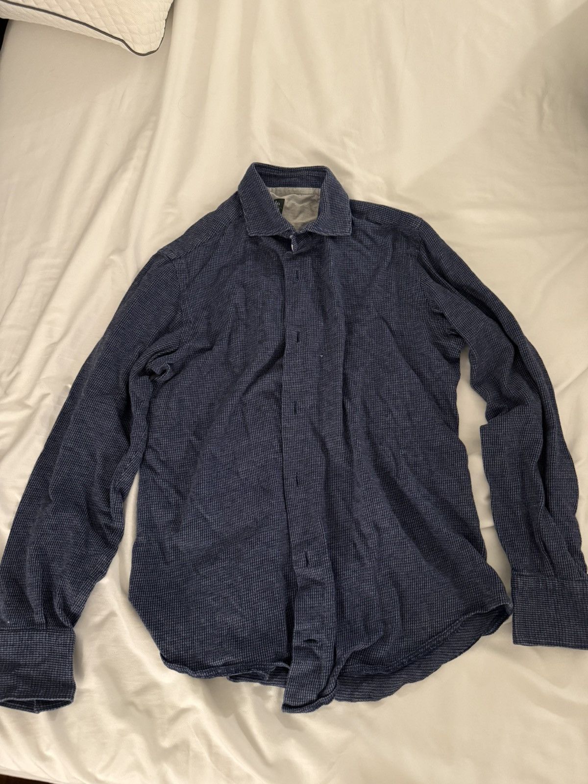 Eleventy Eleventy Dark Blue/Grey Houndstooth Shirt Made in Italy XS Size US XS / EU 42 / 0 - 1 Thumbnail