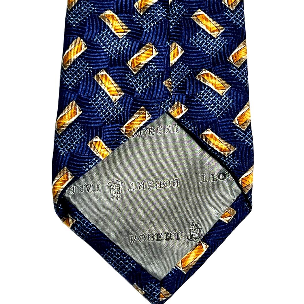 Robert Talbott Robert Talbott Necktie Blue Gold Finest Silk Geometric Tie Size ONE SIZE - 2 Thumbnail