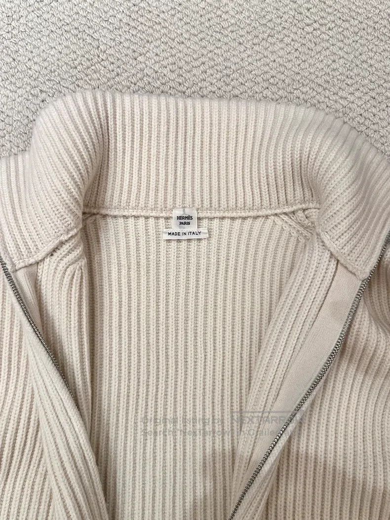 Hermes Hermes Women's wool H pocket zipper outer, white Size XS / US 0-2 / IT 36-38 - 3 Thumbnail