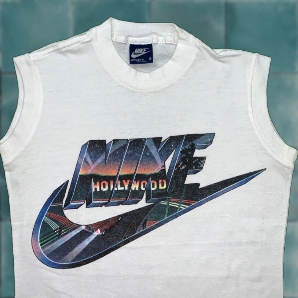 Nike VINTAGE Nike 80s Hollywood Swoosh City Series T Shirt USA Rare Small White Men Unisex Graphic Tee Crew Neck Short Sleeve 100% Cotton USA Decade 1980s Size US S / EU 44-46 / 1 - 1 Thumbnail