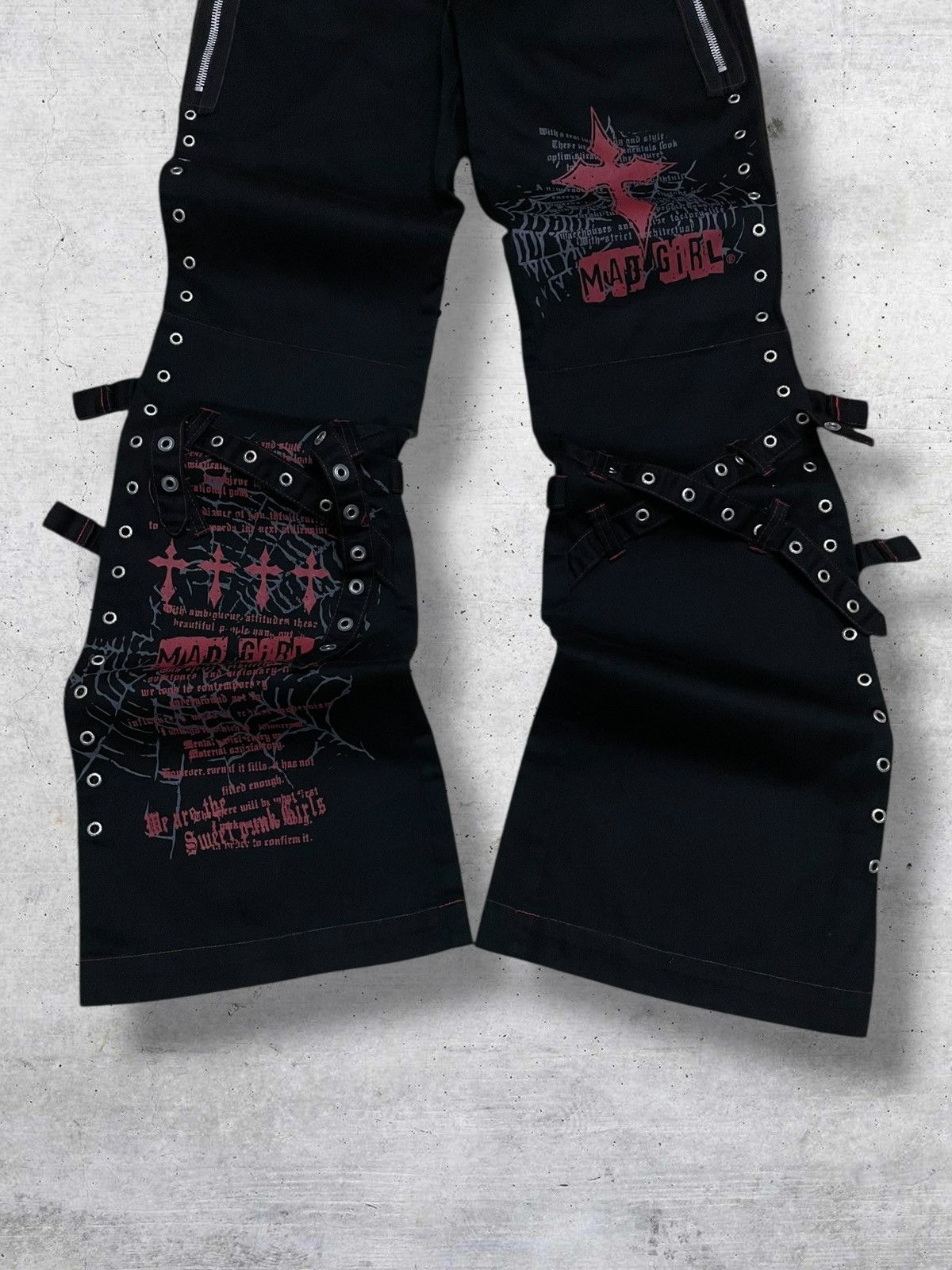 Hysteric Glamour PUNK MAD 1990S JAPAN DESIGNER BONDAGE CROSS PUNK OG PANT Size US 28 / EU 44 - 3 Thumbnail