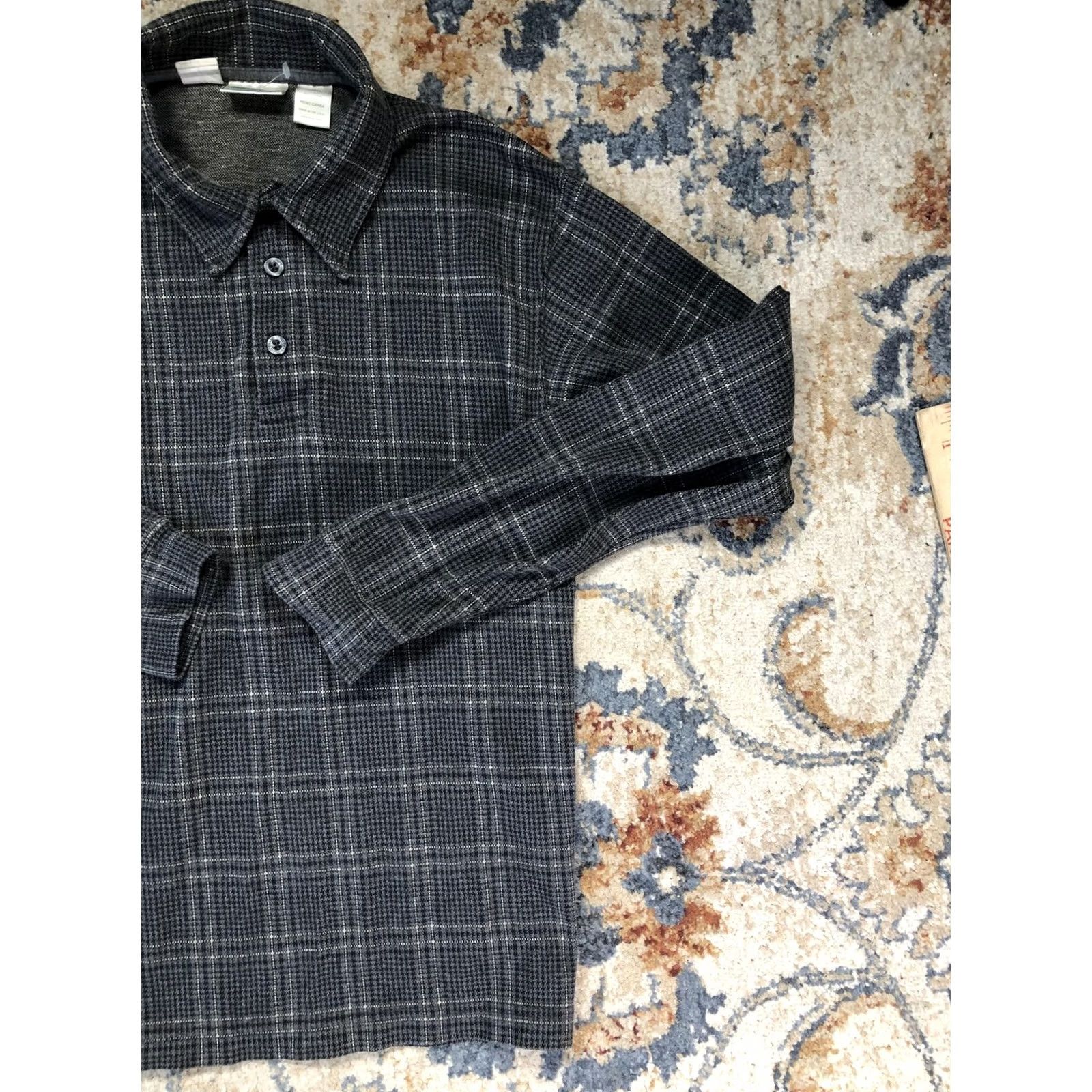 Vintage L.L. Bean Polo Shirt Mens Small Gray Plaid Knit Long Sleeve Casual Size US S / EU 44-46 / 1 - 4 Thumbnail