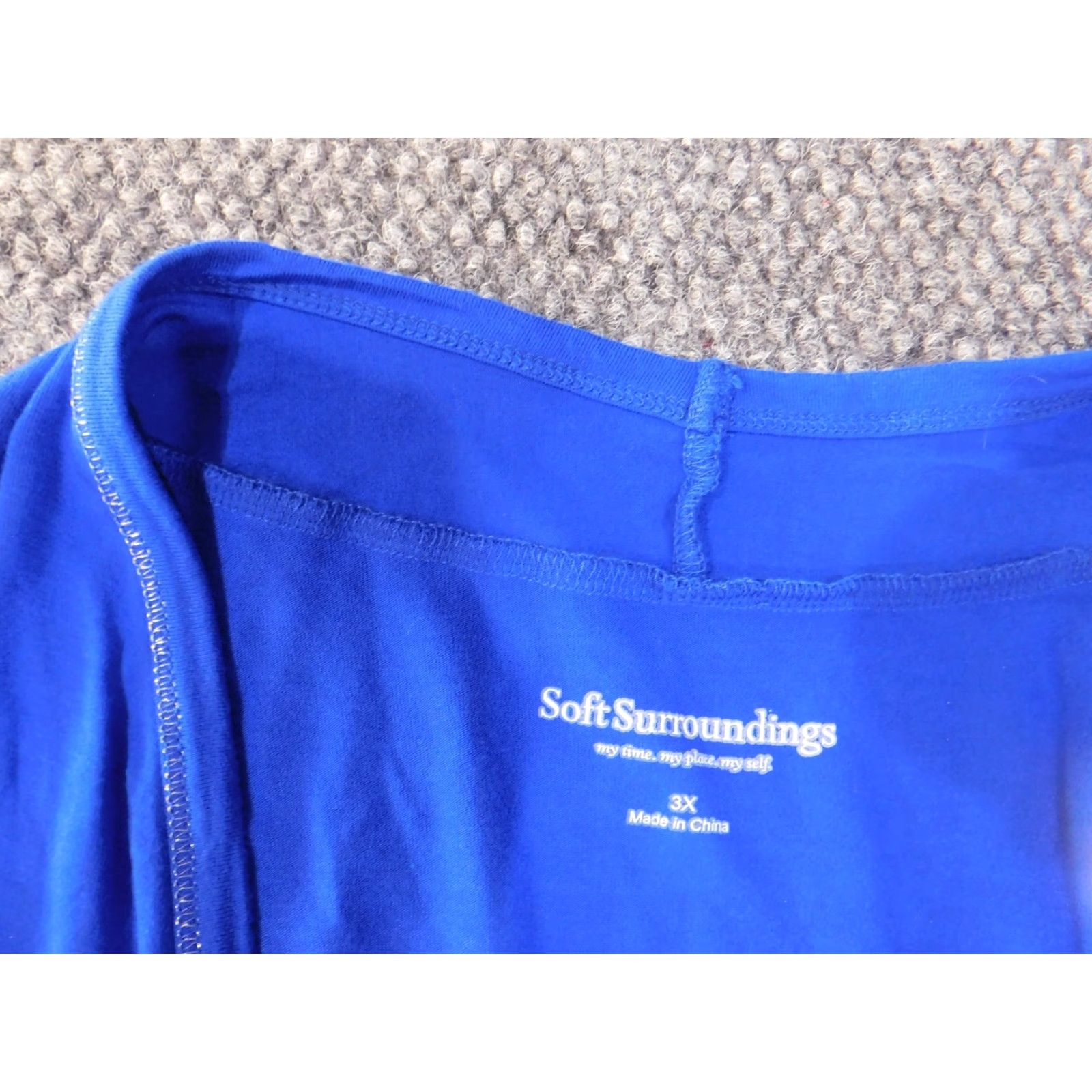 Soft Surroundings Soft Surroundings Blouse Kimono Shirt Women 3X Blue Long Sleeve Crew Neck Pullover Viscose Spandex Stretch Plus Size Casual Womens Back Blemish Size XXL / US 16-18 / IT 52-54 - 4 Thumbnail