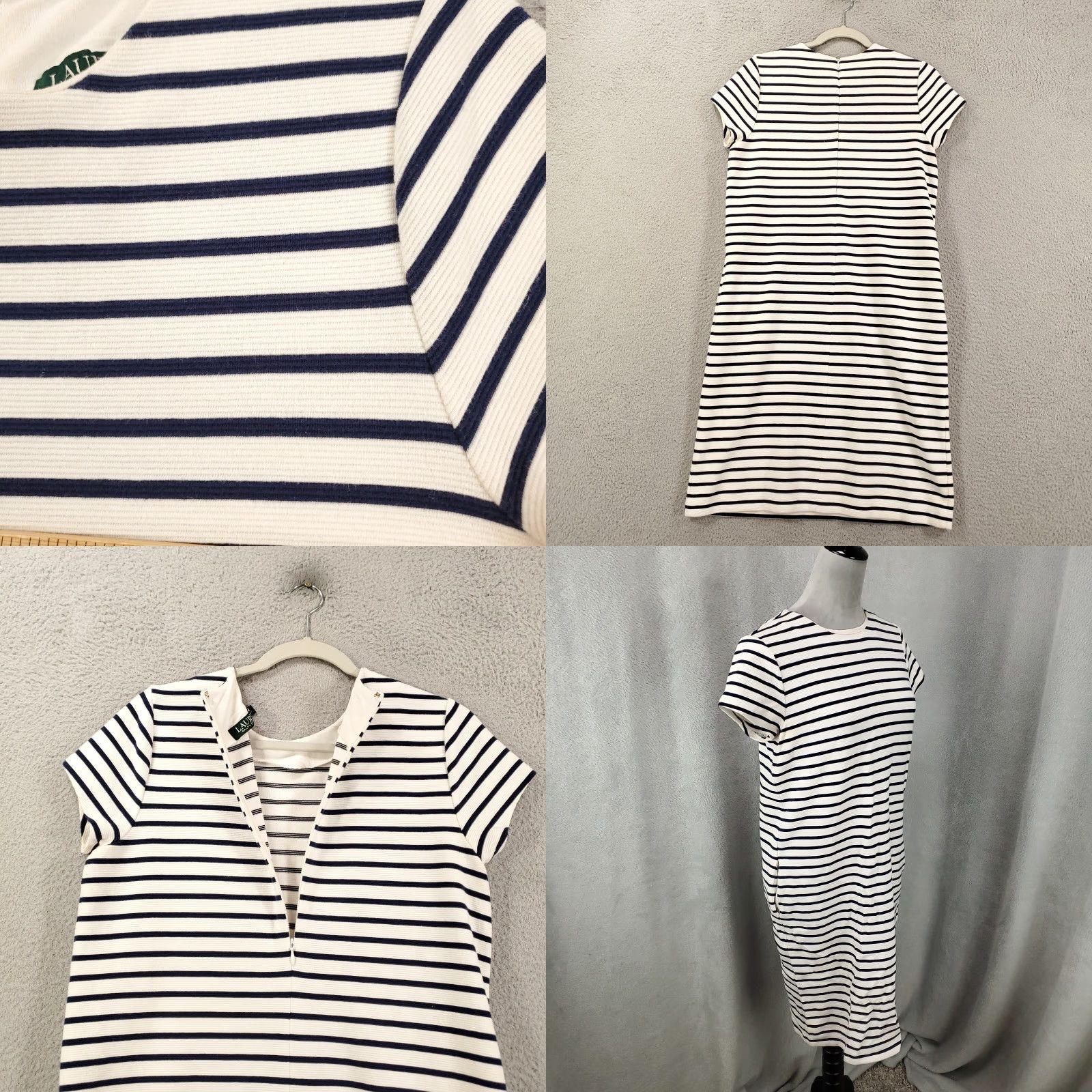 Ralph Lauren Ralph Lauren Shift Dress Womens Medium White Navy Nautical Striped Back Zip Shirt Dress Size M / US 6-8 / IT 42-44 - 8 Thumbnail