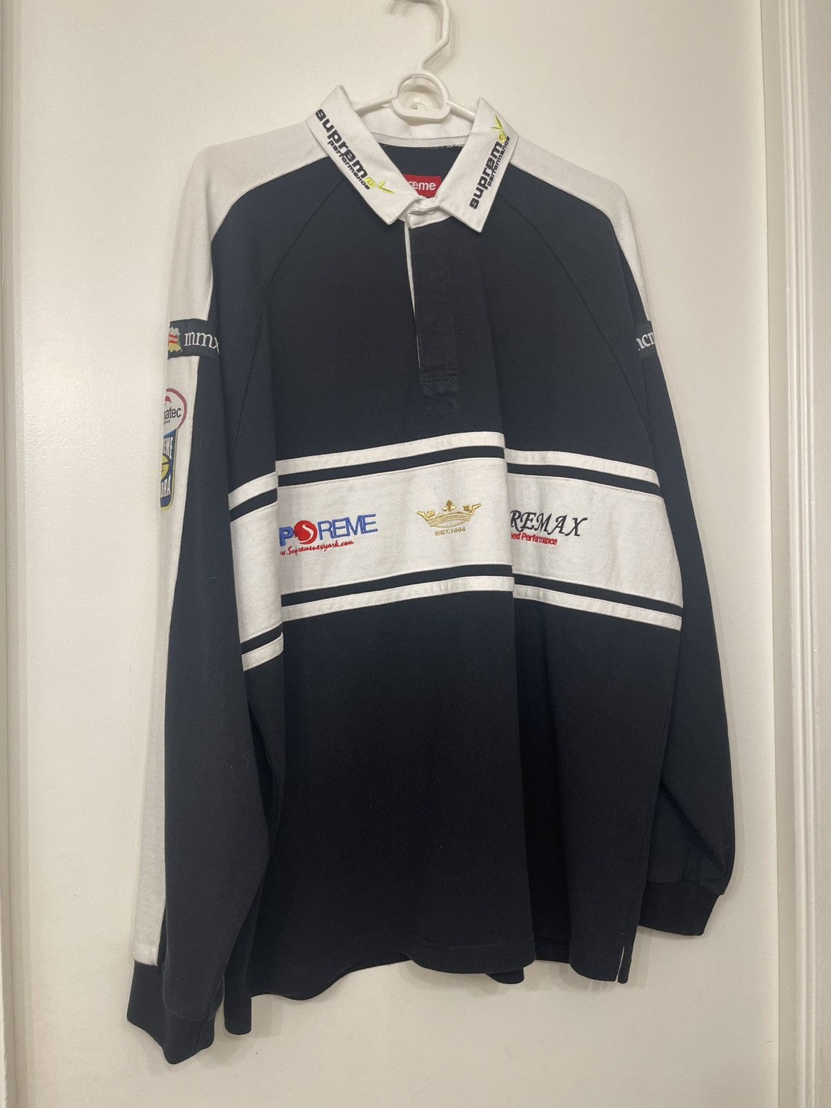 Supreme Striped Rugby Top – Black Supreme Chest Stripe Rugby (FW24) - $148 Supreme Striped Rugby Top