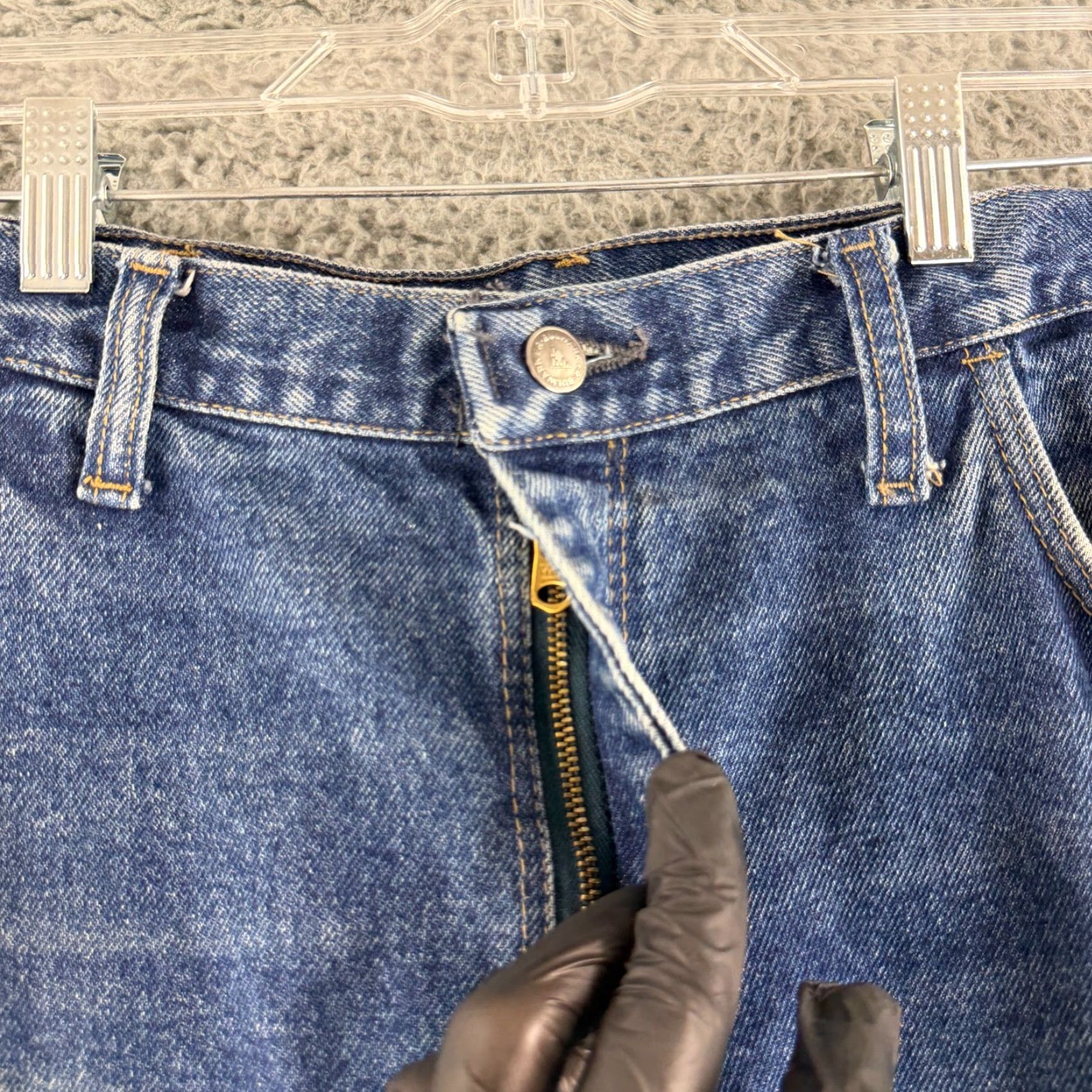 Denime Bulwark Jeans Mens 38 Blue Denim 100% Cotton Straight Leg Workwear Pants Regular Rise USA Logo City Size US 38 / EU 54 - 6 Thumbnail