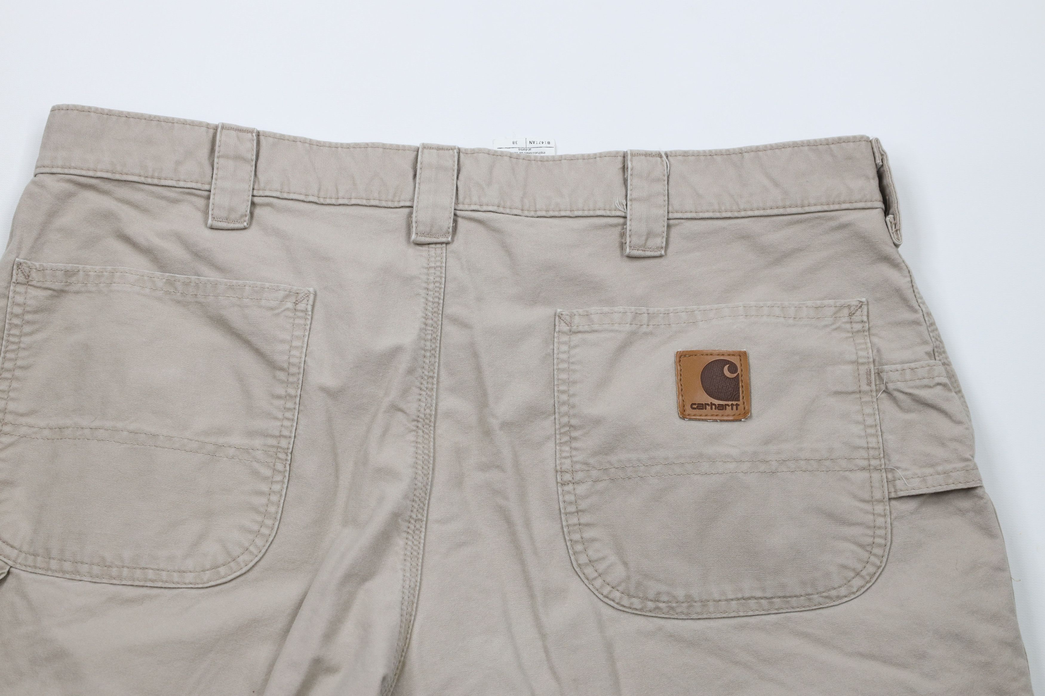 Carhartt × Vintage Vintage Carhartt Spell Out Dungaree Work Shorts Beige Cotton Size US 38 / EU 54 - 10 Thumbnail