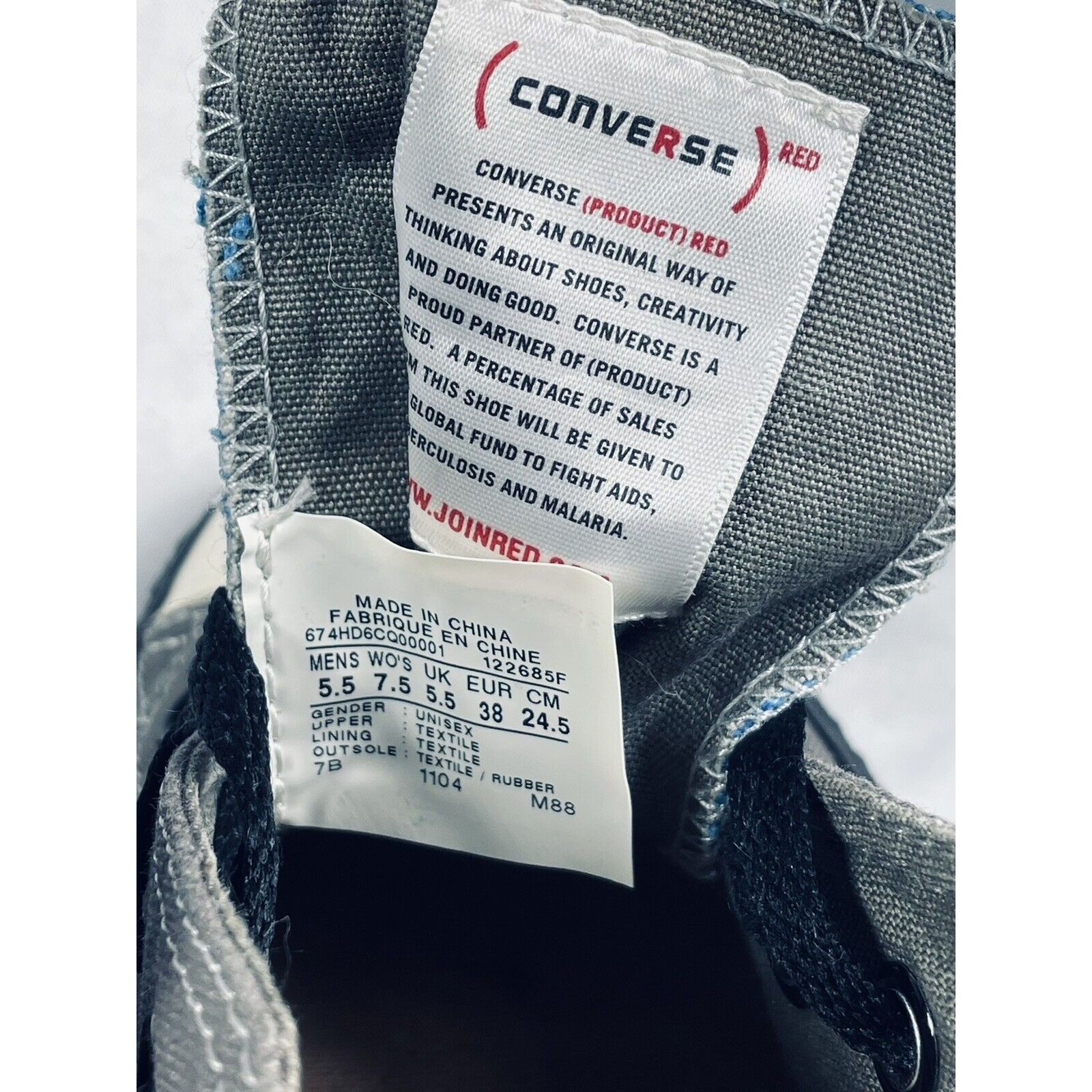 Converse Chuck Taylor Converse Low M5.5 W7.5 Aids Awareness Join Red Size US 7.5 / IT 37.5 - 9 Thumbnail