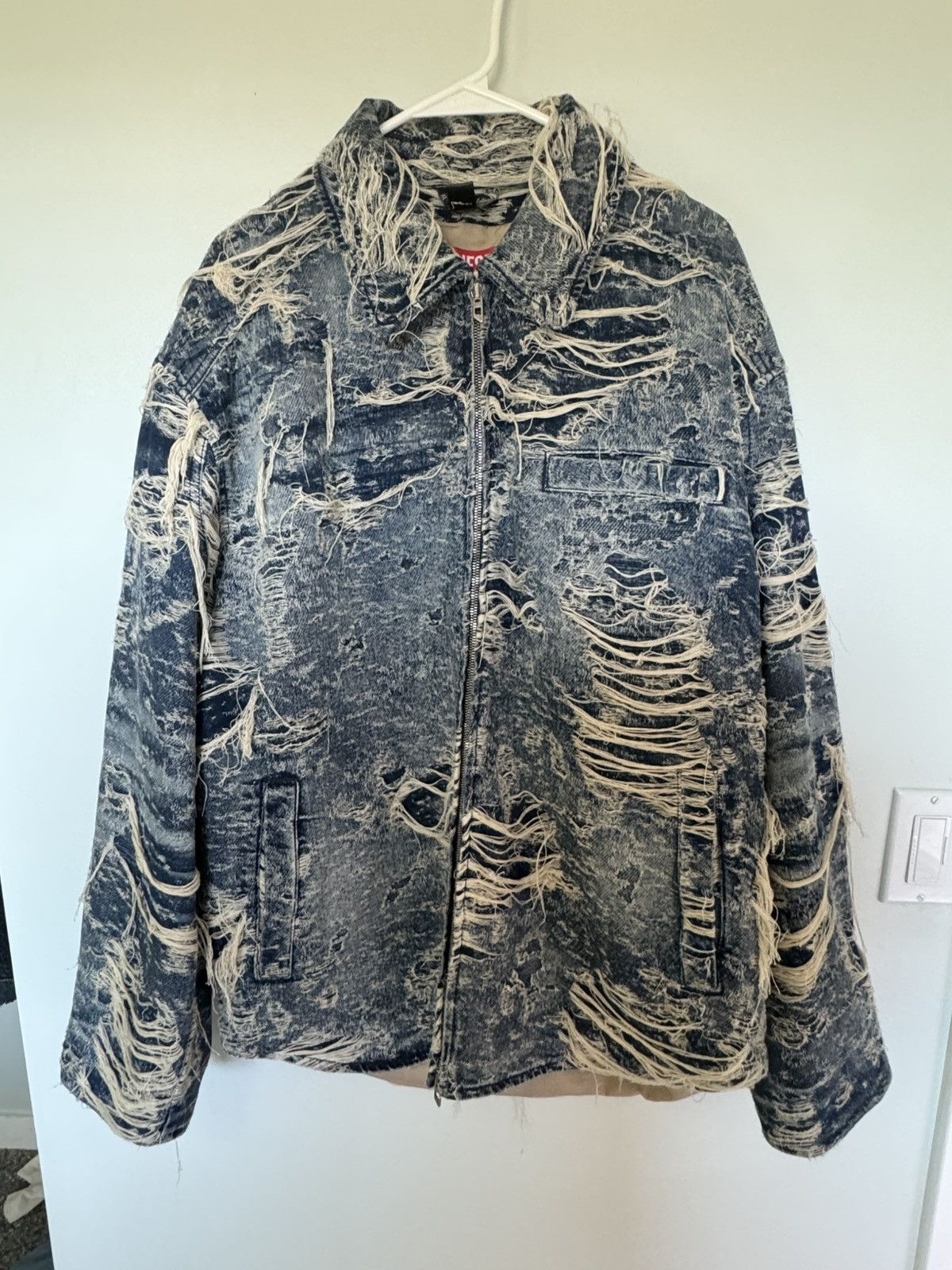 Diesel Diesel Distressed Denim Zip-Up Jacket Size US L / EU 52-54 / 3 - 1 Thumbnail