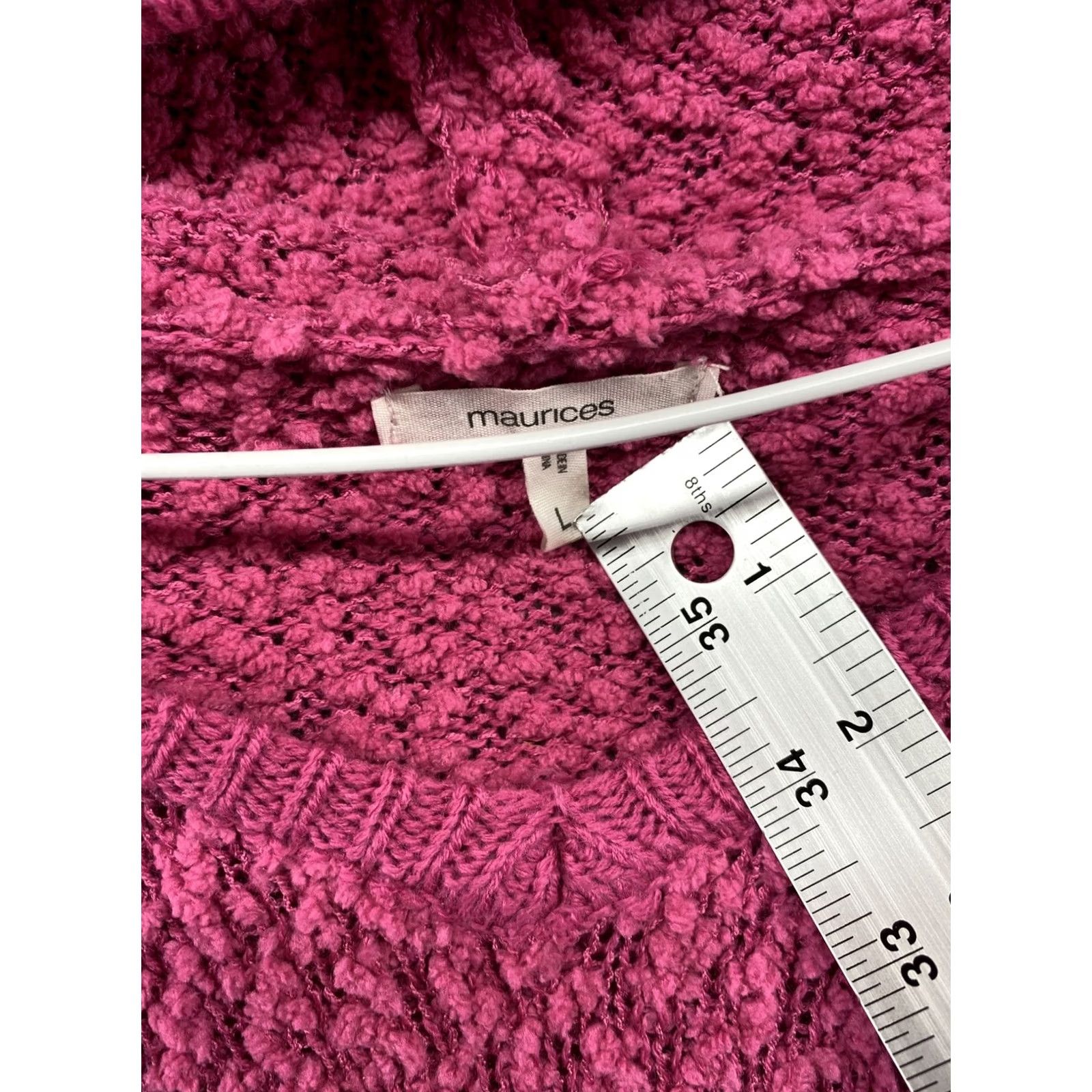 Vintage Maurices Hoodie Sweater Pink Women's L Knit Long Sleeve V-Neck Pullover Casual Size L / US 10 / IT 46 - 2 Thumbnail
