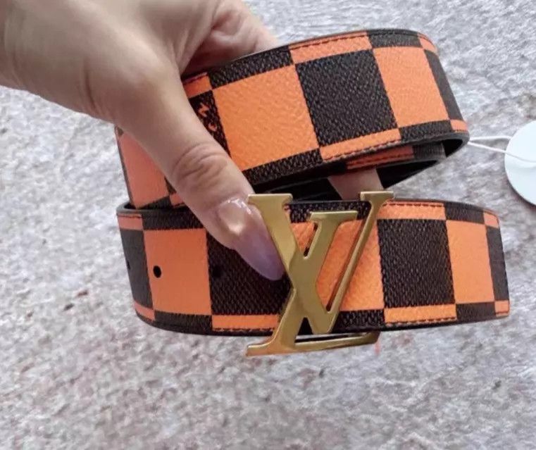 服/ファッション Louis Vuitton 2019SS Orange Monogram LV Logo Brown Belt Virgil Abloh Louis Vuitton louis vuitton orange monogram belt | Grailed