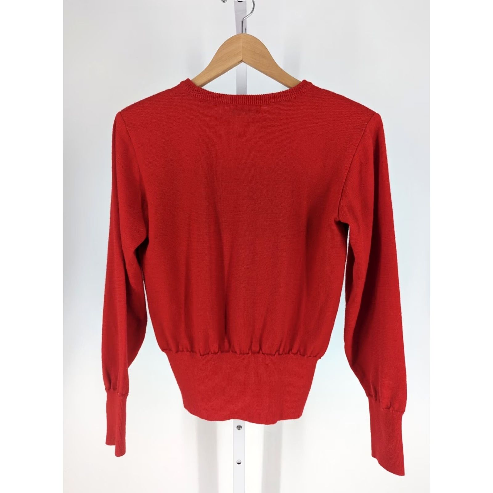 Yves Saint Laurent VINTAGE Yves Saint Laurent Tricots Poker Cards Logo Red Sweater Rive Gauche Womens M Pullover Long Sleeve 90s Size M / US 6-8 / IT 42-44 - 3 Thumbnail
