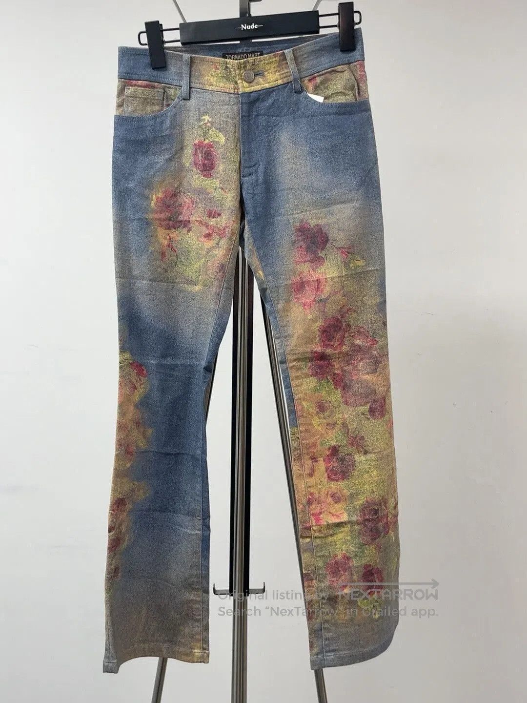 Tornado Mart Beautiful Painted Denim Rose Jeans. Size 37" - 1 Thumbnail