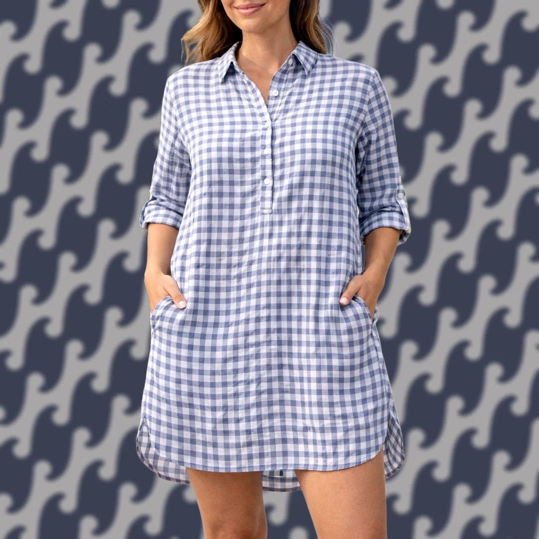 Anthropologie Maeve by Anthropologie Shirt Dress Women's XL Gingham NWT White/Blue Collared Button Tunic Size XL / US 12-14 / IT 48-50 - 1 Thumbnail
