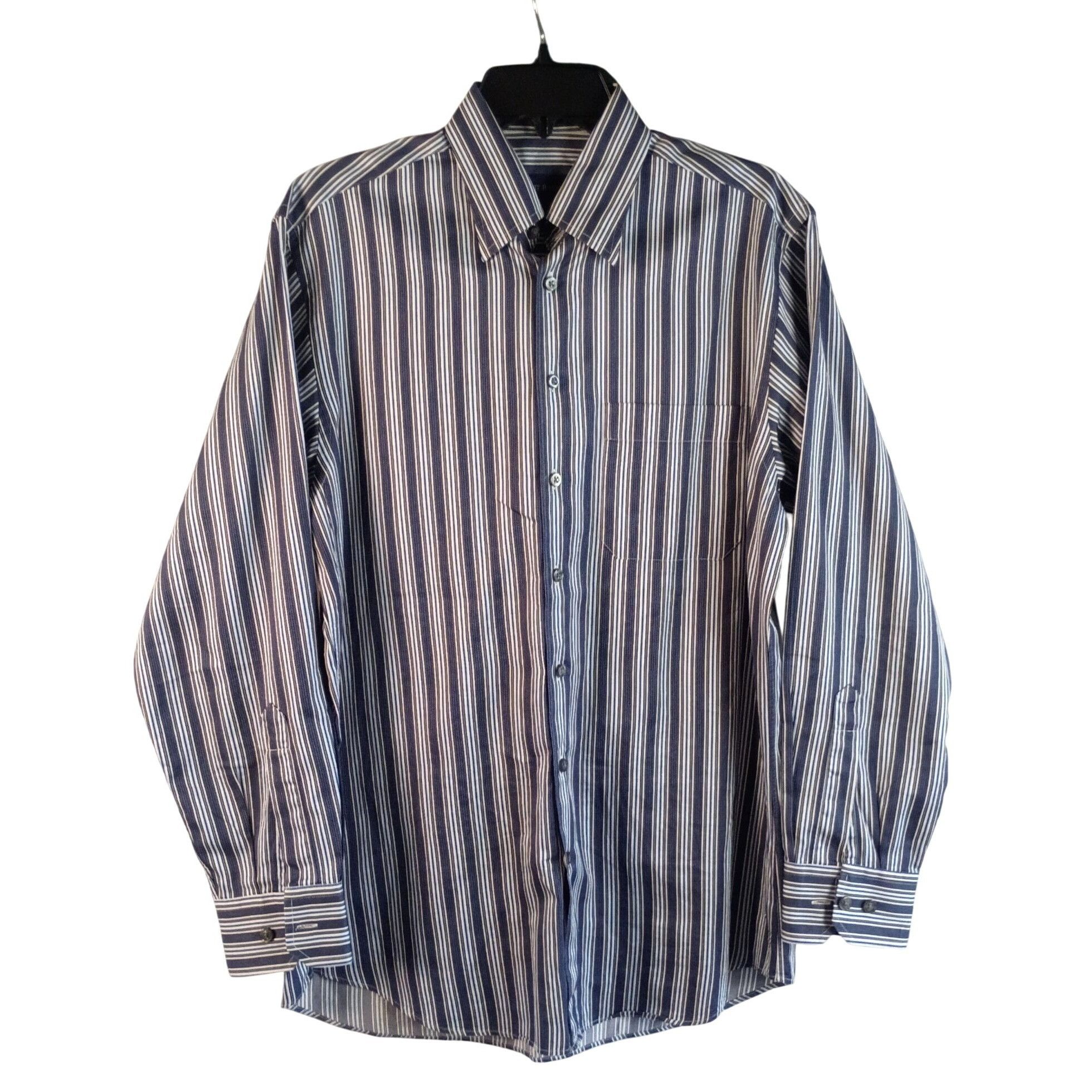 Scott Barber Scott Barber Dress Shirt Mens M Blue Stripe Button Down Cott Size US M / EU 48-50 / 2 - 2 Thumbnail