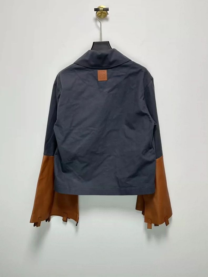 Loewe LOEWE Short Jacket with Leather Patch Logo and Leather Sle Size XS / US 0-2 / IT 36-38 - 2 Thumbnail