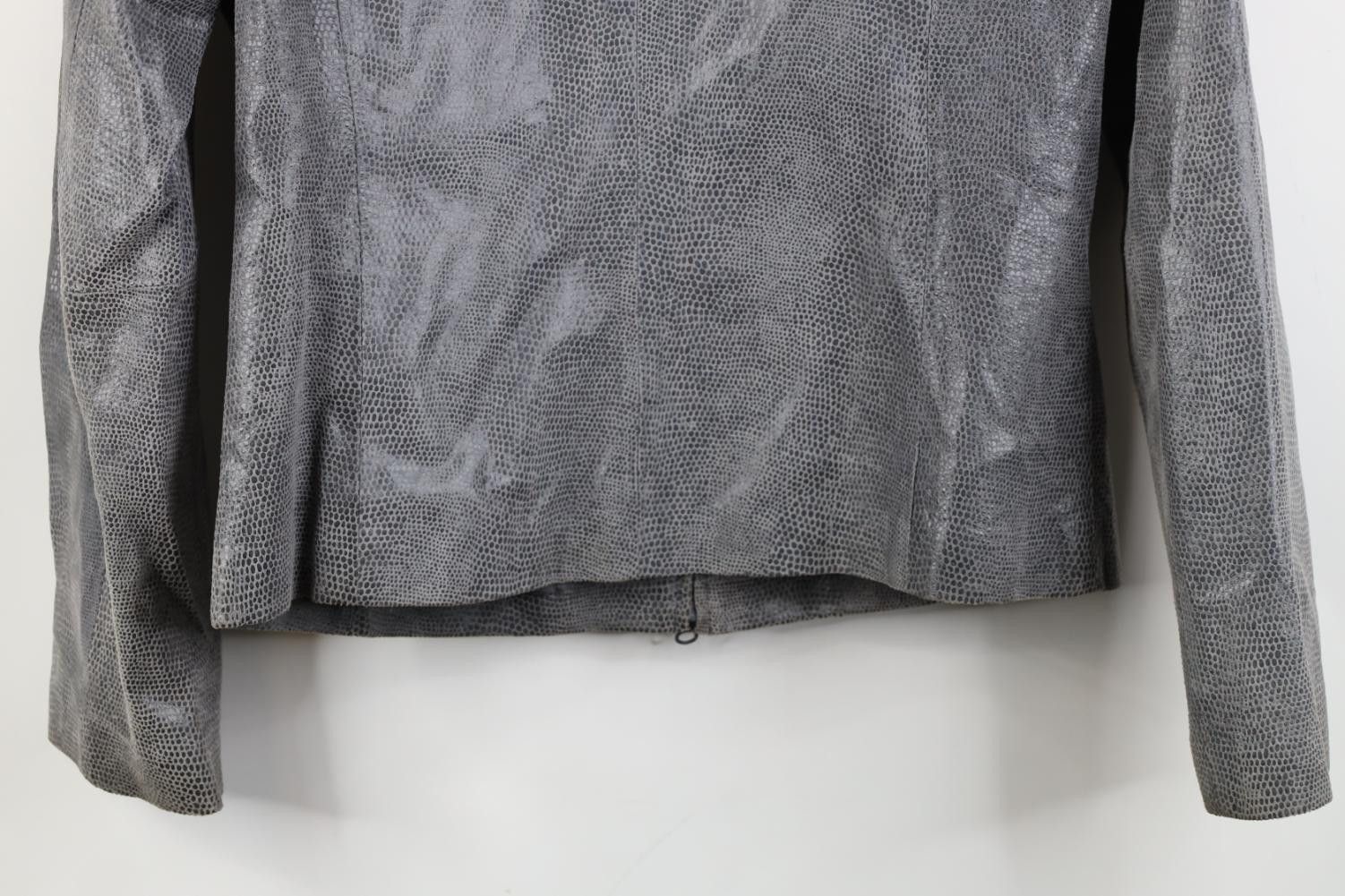 Express Vintage Y2K Express Leather Full Zip Bomber Jacket Gray Size L / US 10 / IT 46 - 10 Thumbnail