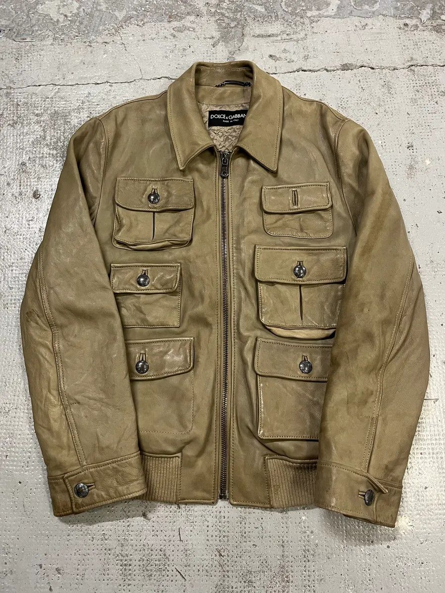 Dolce & Gabbana AW2006 Dolce & Gabbana Multi-Pocket Beige Cargo Leather Jacket Size US M / EU 48-50 / 2 - 5 Thumbnail