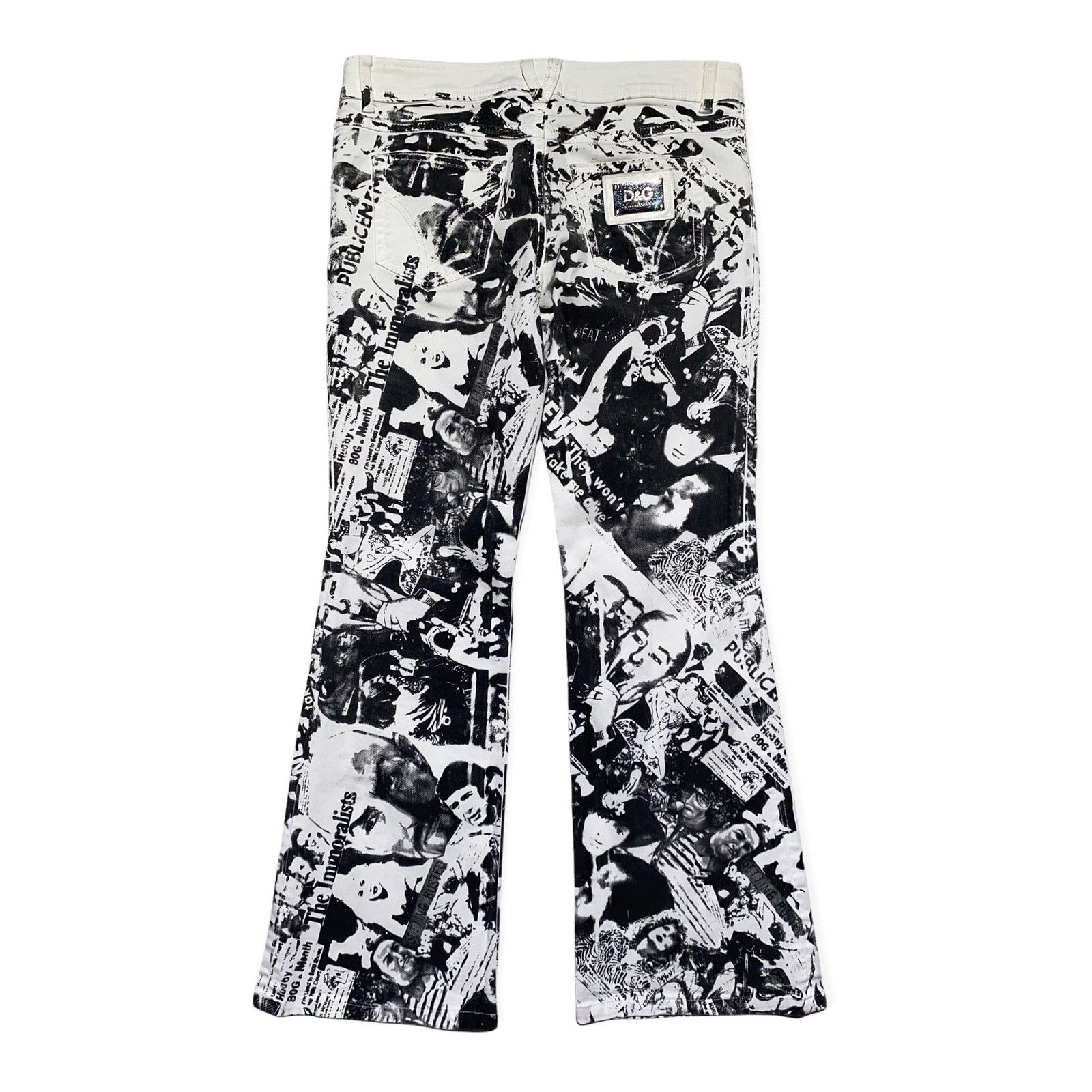 Dolce & Gabbana archive newspaper punk graphic flared denim Size US 30 / EU 46 - 4 Thumbnail