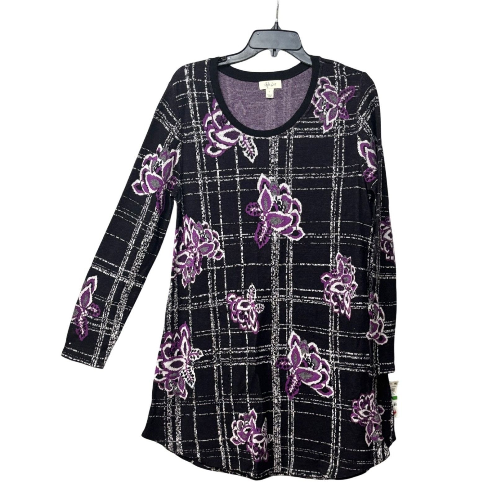 Other Style & Co Patterned Jacquard Sweater, Violet combo, Sz. L Size L / US 10 / IT 46 - 2 Thumbnail