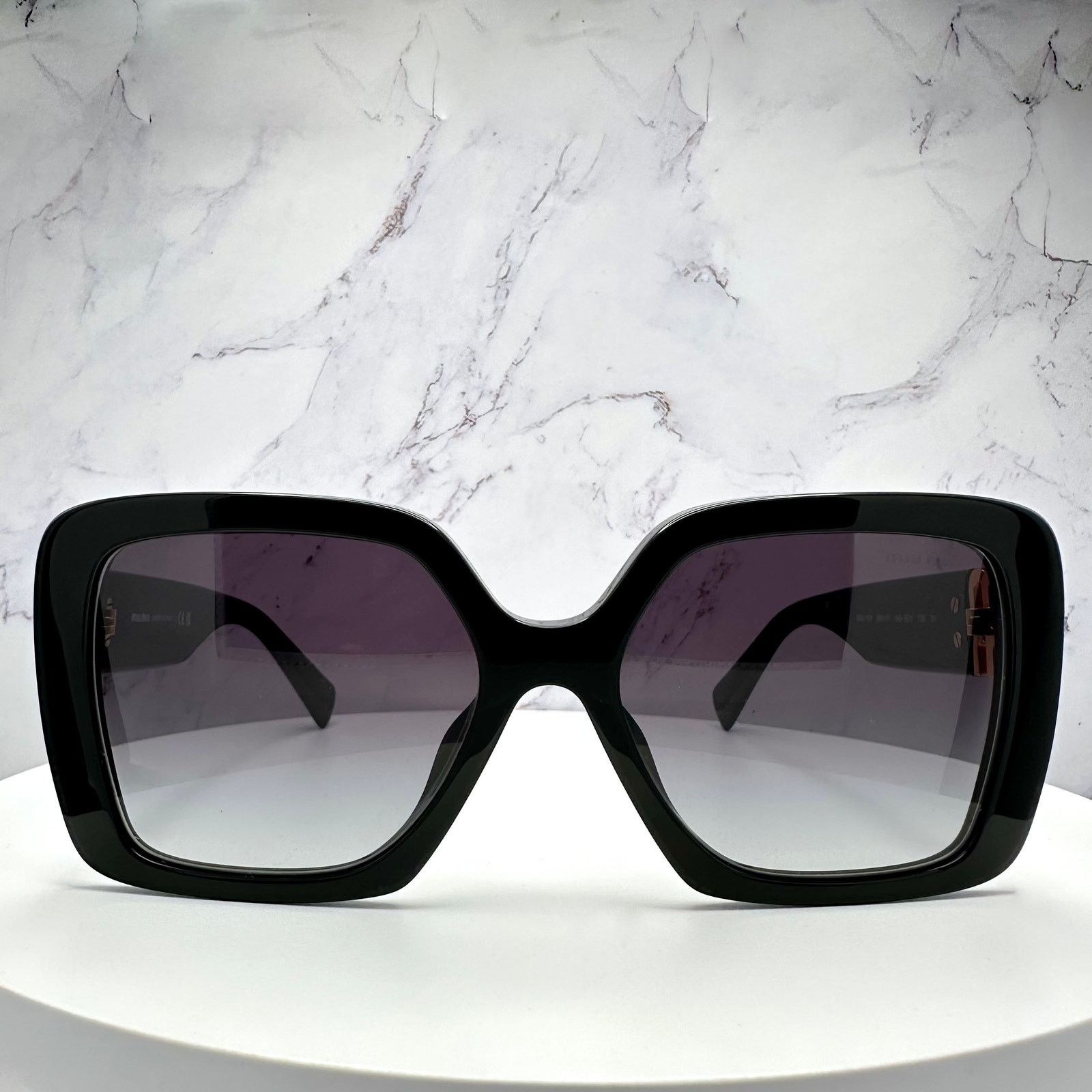 Miu Miu New MIU MIU Sunglasses Black Square Gold Full Rim 56 MIU MIU Size ONE SIZE - 2 Thumbnail