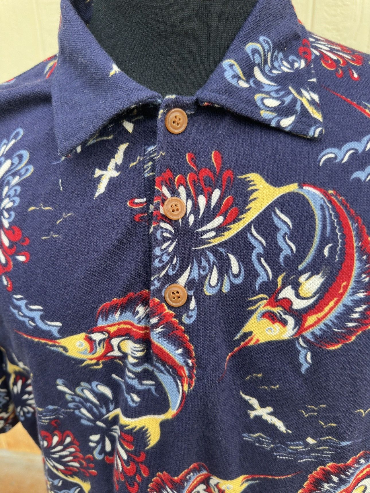 Reyn Spooner Reyn Spooner Hawaiian Print Blue Polo Shirt Men's Medium Size US M / EU 48-50 / 2 - 3 Thumbnail