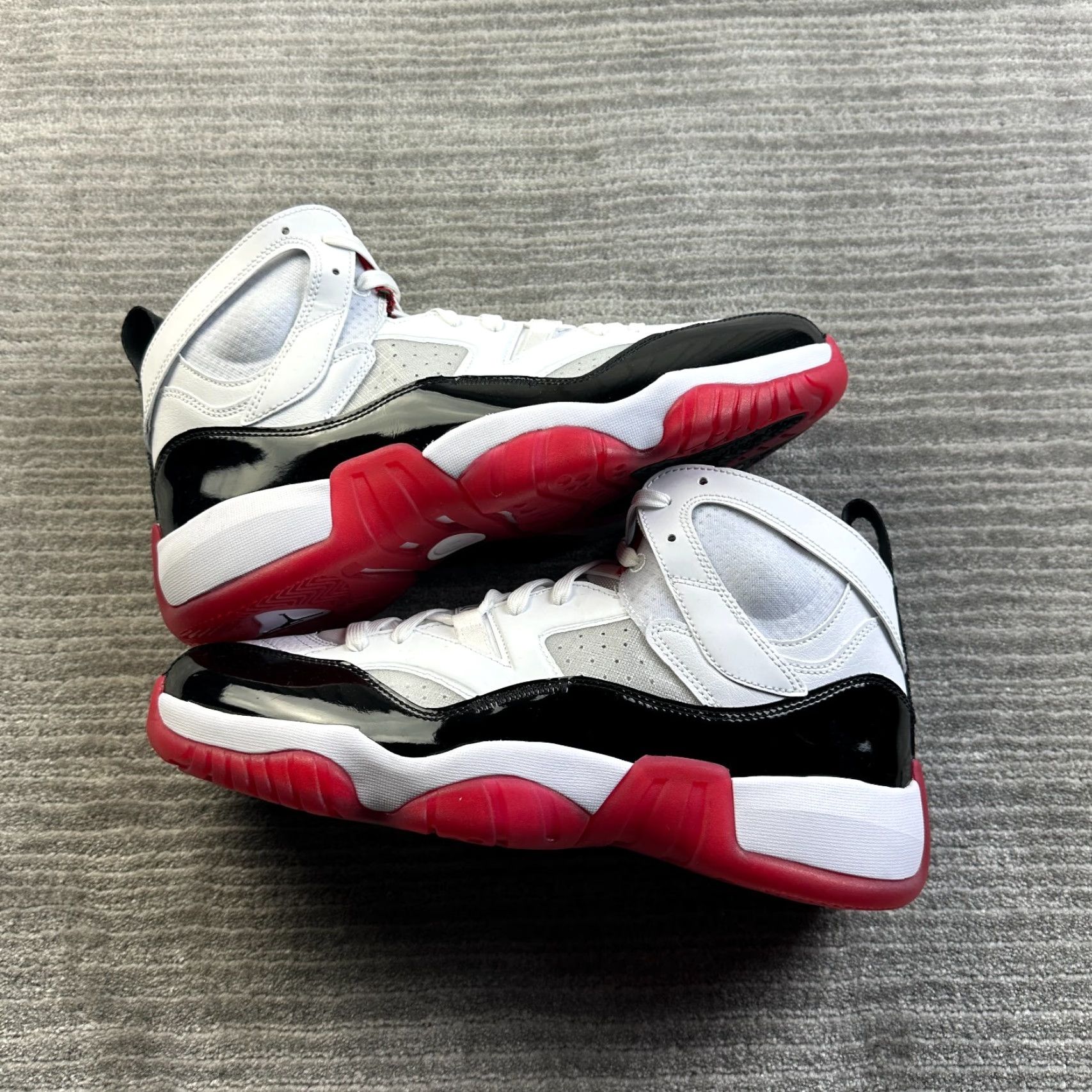 Jordan Brand Air Jordan Sneaker Mens 12.5 White Black Red Bred Concord High Top Jumpman Two Trey Size US L / EU 52-54 / 3 - 2 Thumbnail