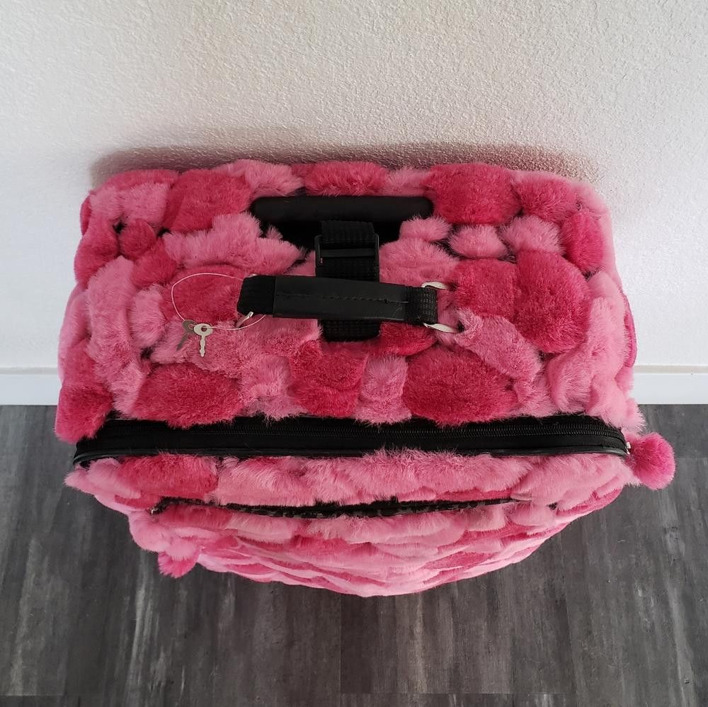 Designer Pink Faith Knight Faux Fur Poofball Luggage Size ONE SIZE - 5 Thumbnail