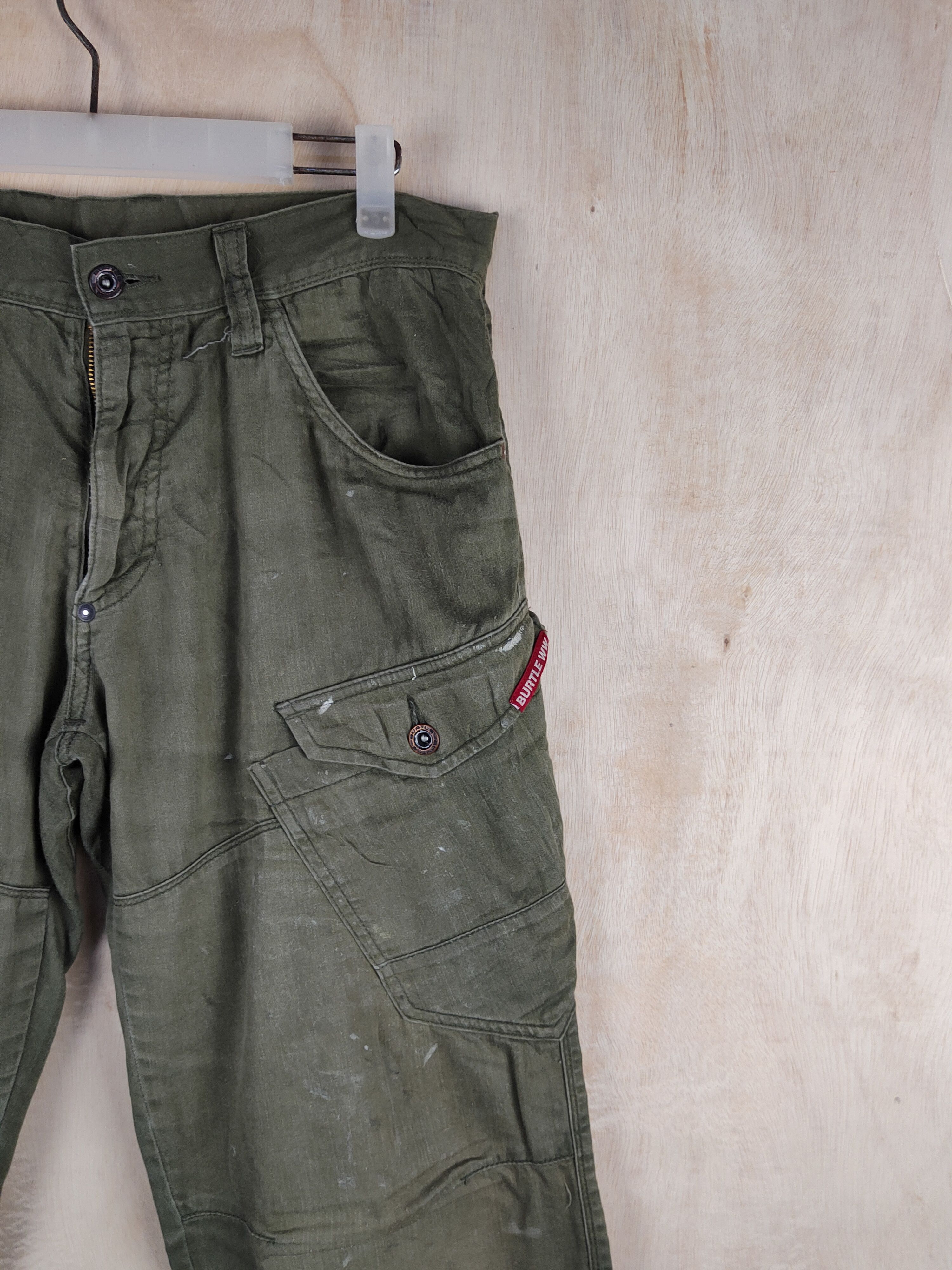 Japanese Brand Burtle Olive Faded Multipocket Tactical Cargo Pants #S2411 Size US 33 - 6 Thumbnail