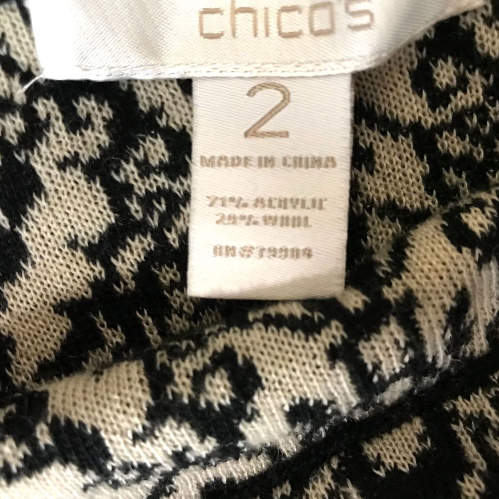 Vintage CHICO'S Skirt Womens 2 TAN & BLACK Elastic Waist Pull-On Wool Blend Sweater Size XS / US 0-2 / IT 36-38 - 7 Thumbnail