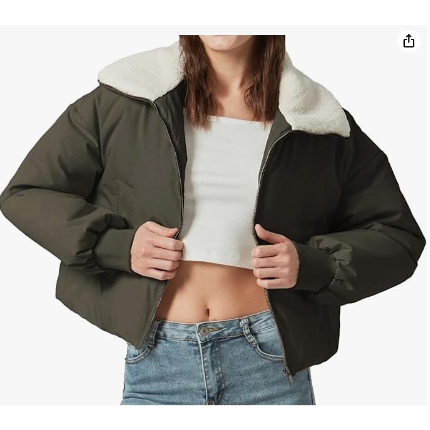 The Unbranded Brand Women's Winter Down Puffer Jacket Cropped SIZE MEDIUM Size L / US 10 / IT 46 - 5 Thumbnail