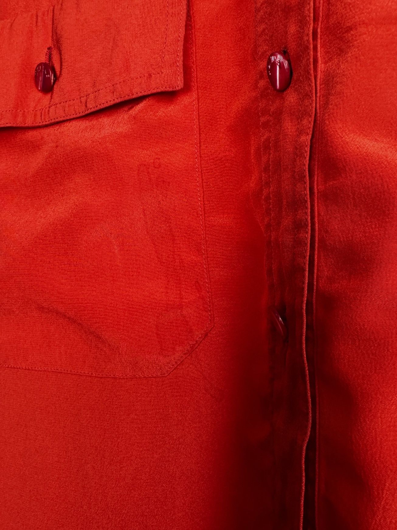 Celine Celine vintage 80s Red Silk Luxury 2 pockets blouse size 38 Size S / US 4 / IT 40 - 9 Thumbnail